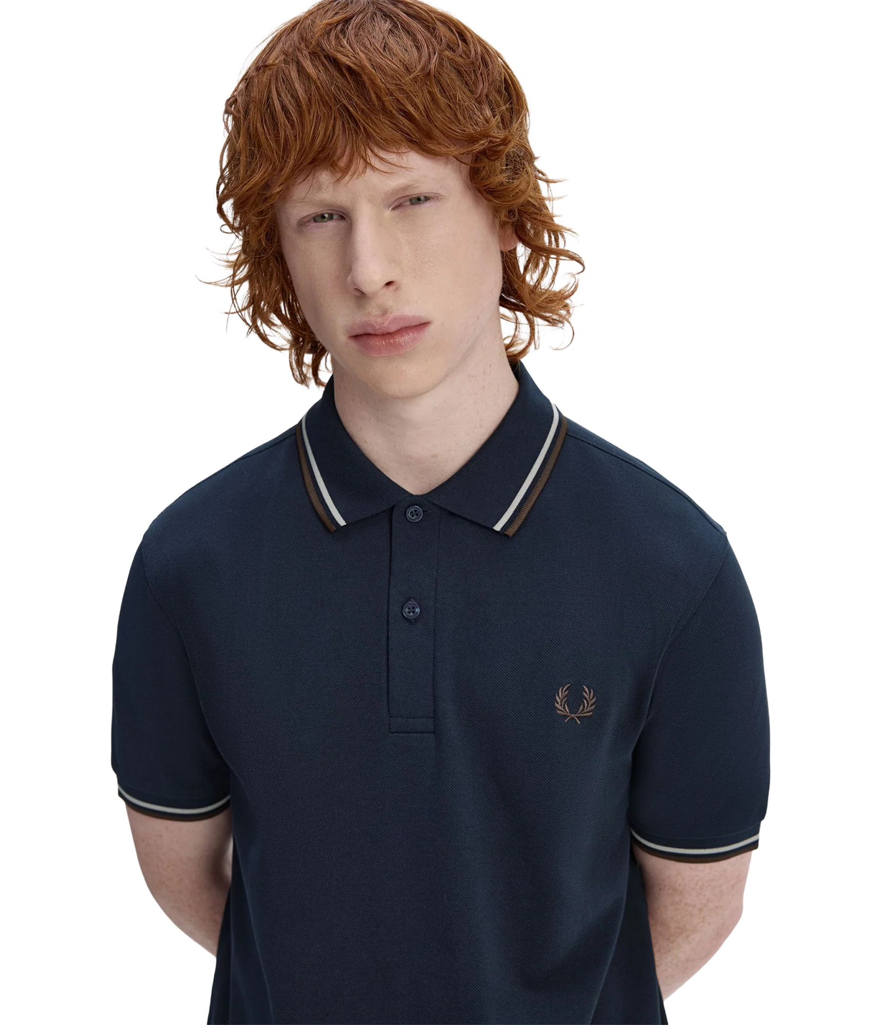 Twin Tipped Fred Perry Shirt - Navy/Woat/Bntob - Image 5