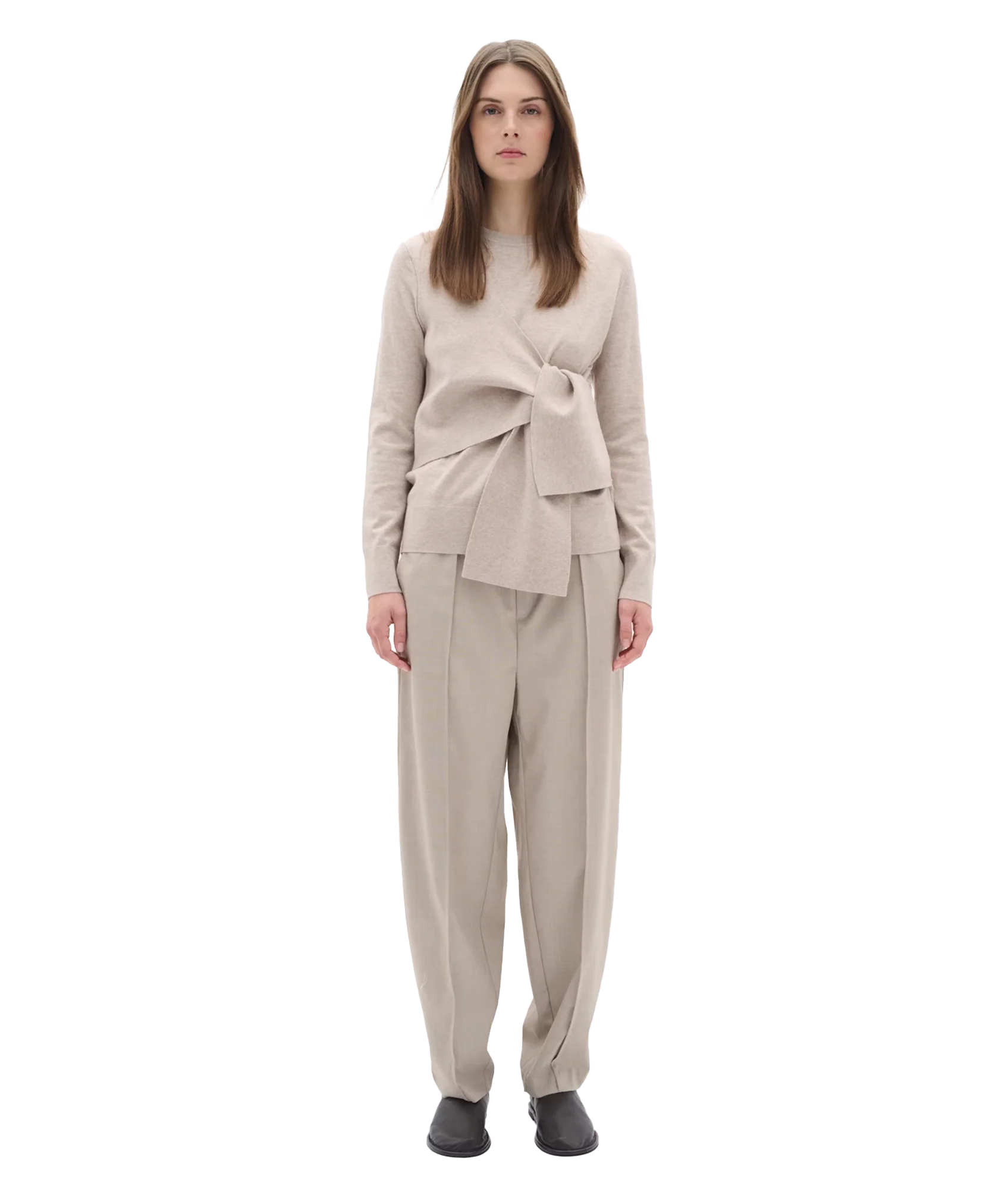 Udelia Tie Waist Pullover - Beige - Image 3