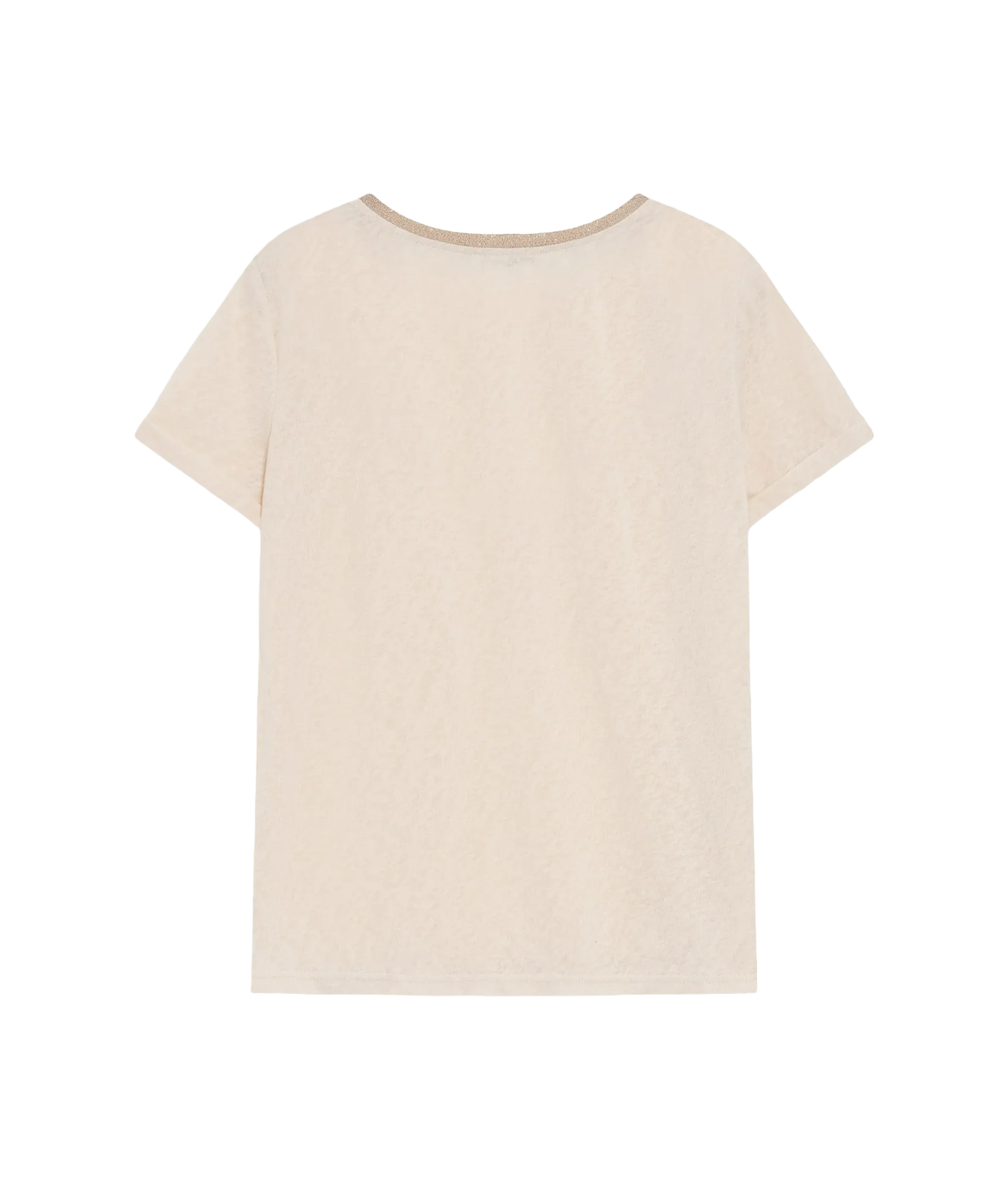 Vasco Lurex Trim V Neck Tee - Amande - Image 2