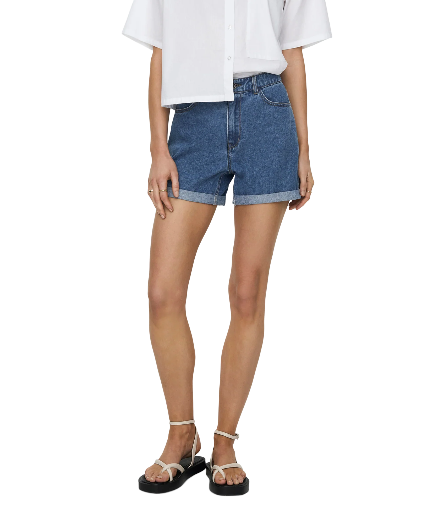 Vega Hw Mom Dnm Shorts - Blue - Image 3