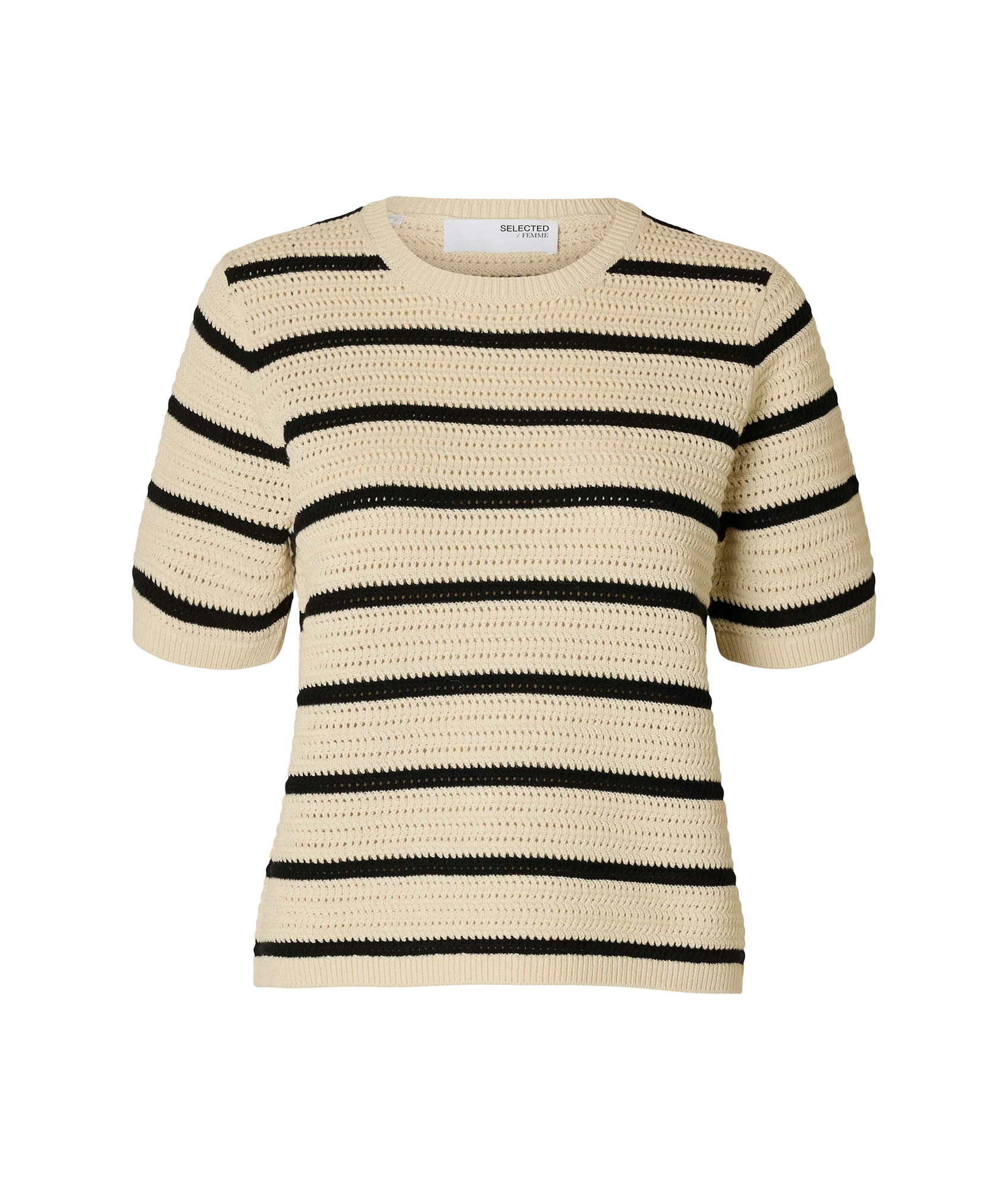 Vinna Ss Structure Knit O-Neck - Multi