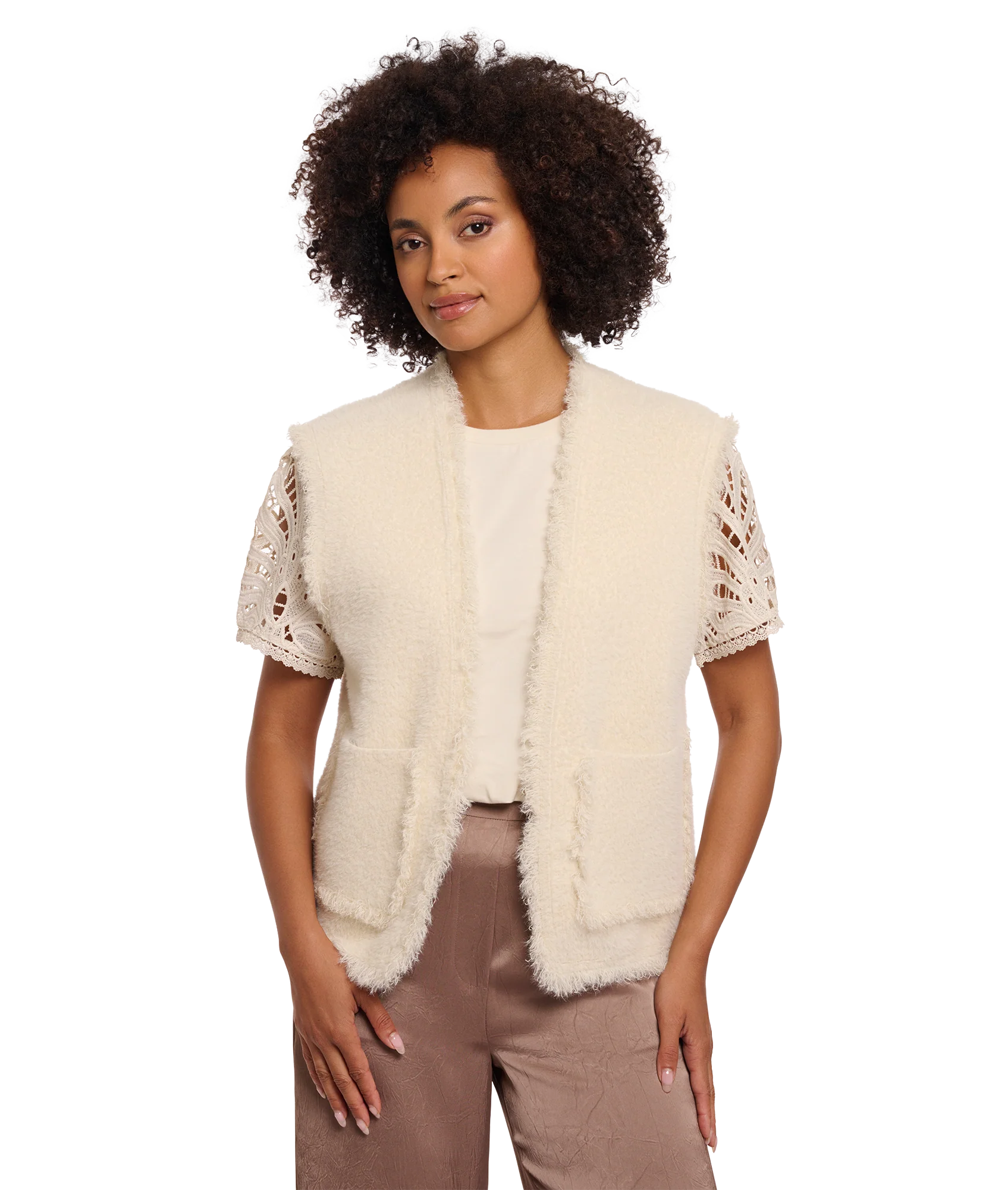 Waistcoat With Fringe Detail - Birch