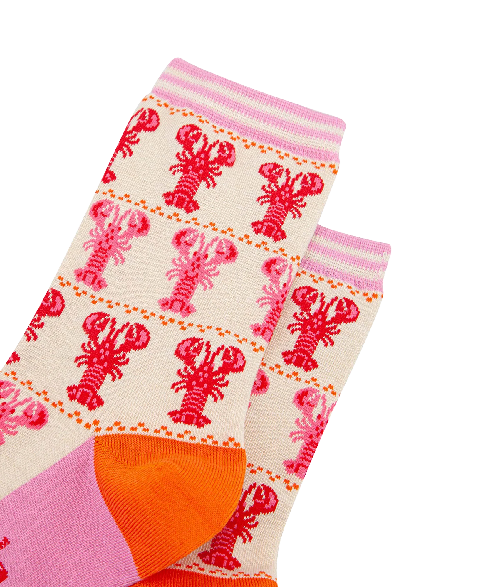 Women's Bamboo Socks Lobster Stripes - Cream - Image 2