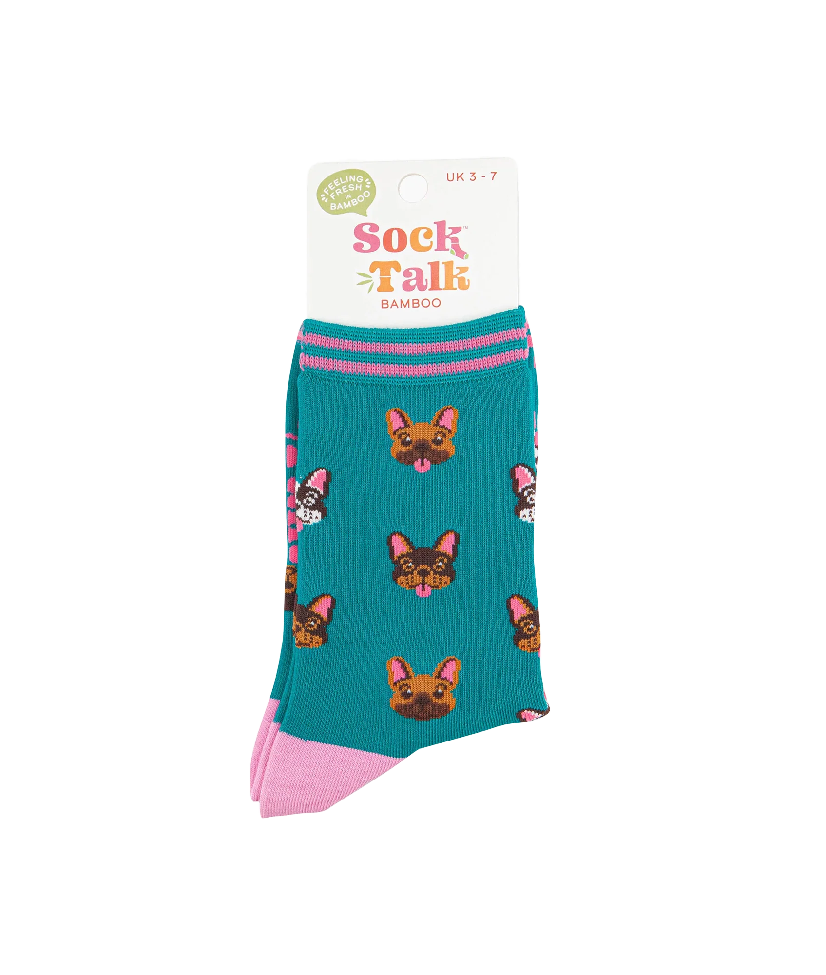 Women's Bamboo Socks Frenchie Faces - Blue - Image 3