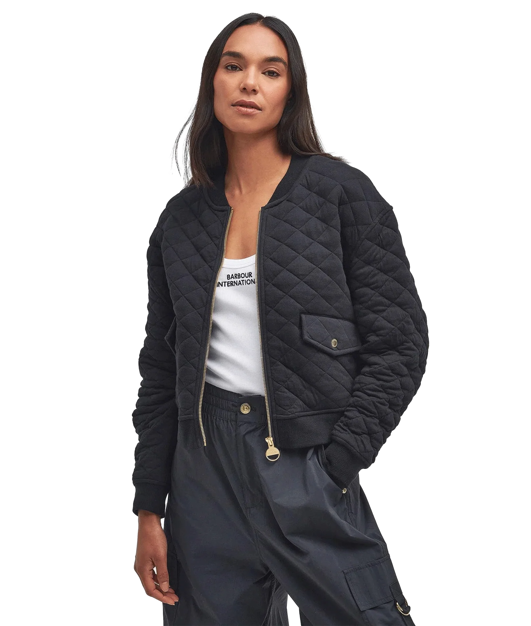 Alicia Quilted Bomber Jacket - Black - Image 2