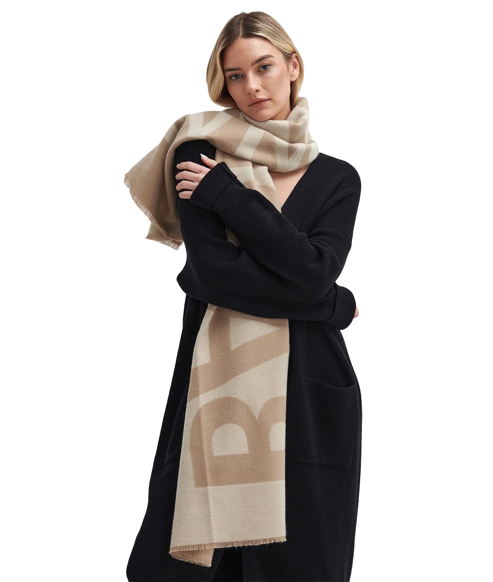 Milla Logo Wrap Scarf - Cream - Image 3