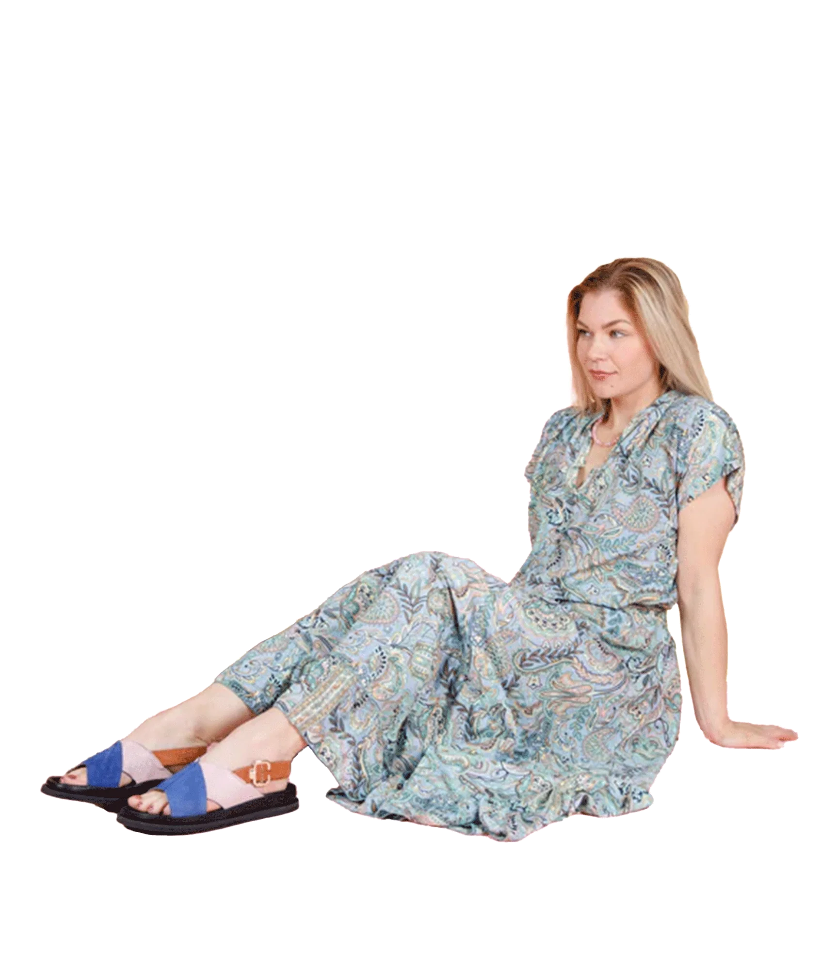 Luna Maxi Frill Skirt Blue Garden - Multi - Image 4