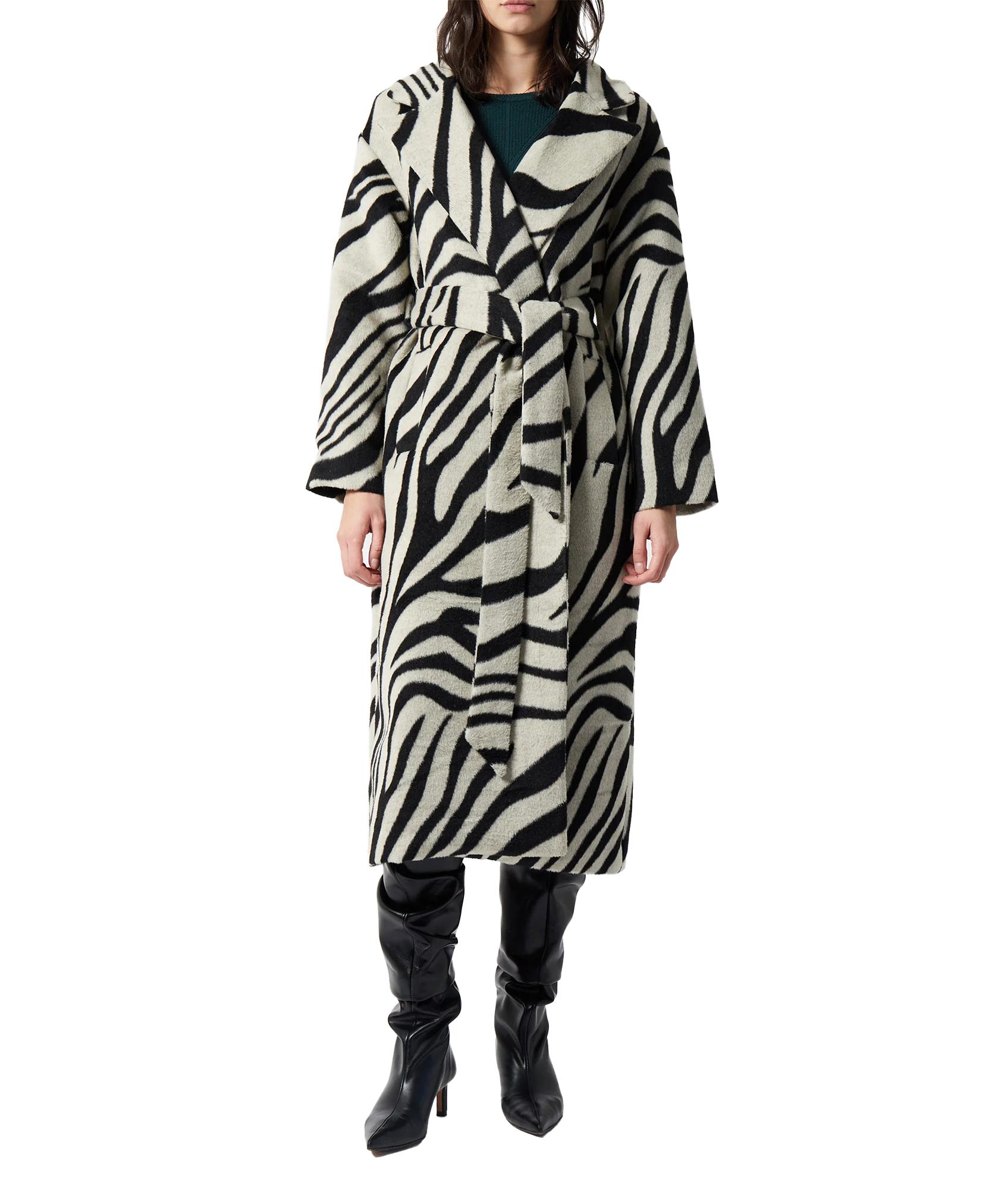 Grace Zebra Belted Coat - Multi - Image 2