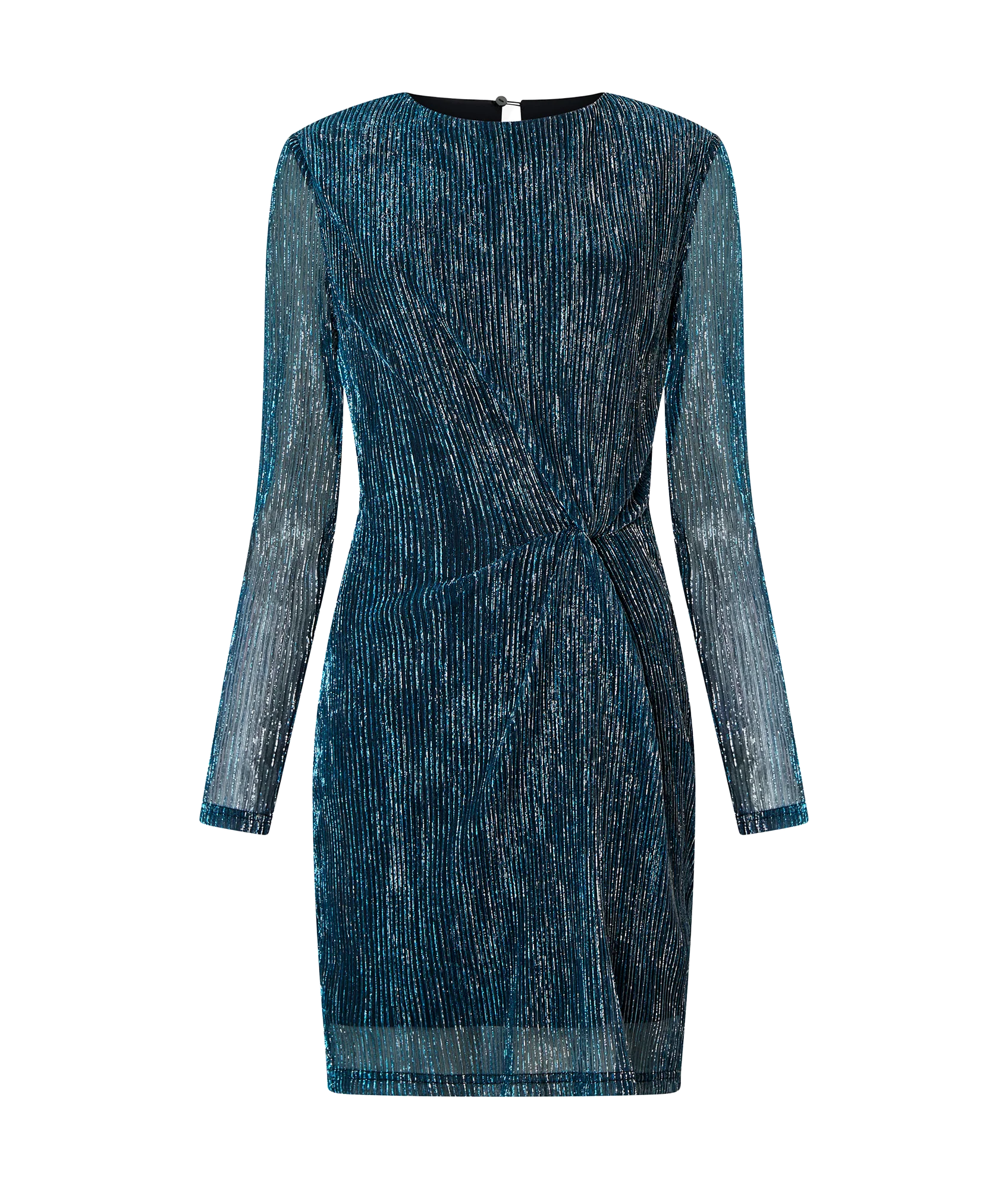 Tamy Lurex Long Sleeve Fitted Mini Dress - Blue