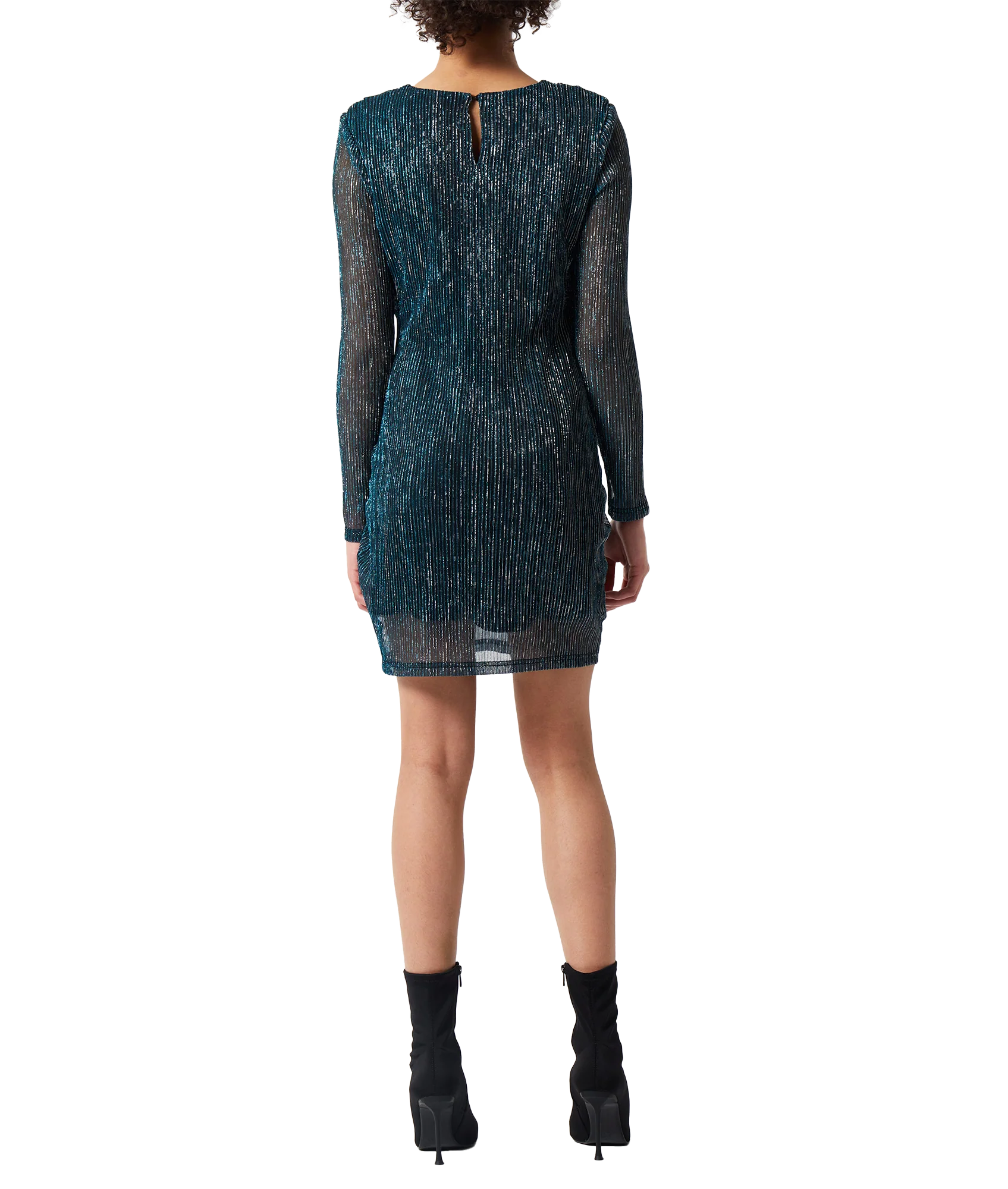 Tamy Lurex Long Sleeve Fitted Mini Dress - Blue - Image 3