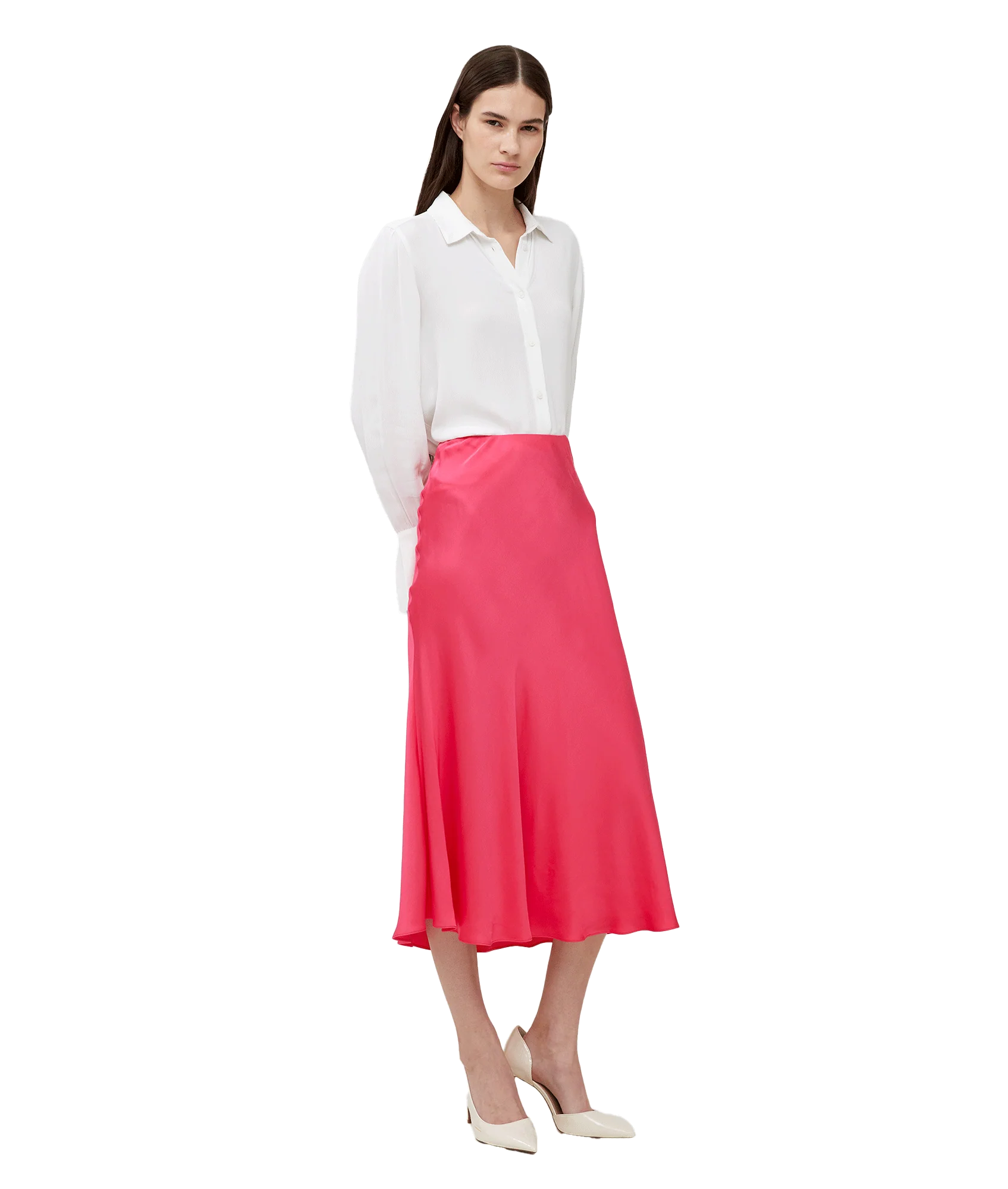 Ennis Eco Satin Midaxi Slip Skirt - Pink - Image 2