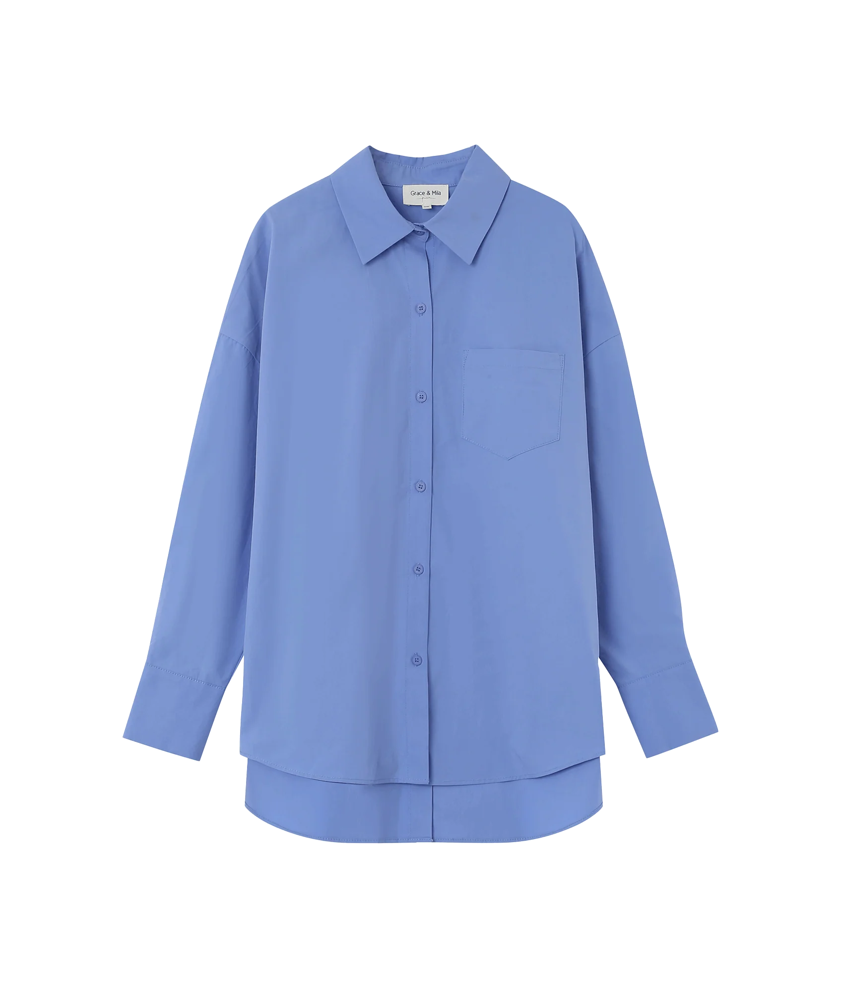 Nesrine Oversized Cotton Shirt - Blue