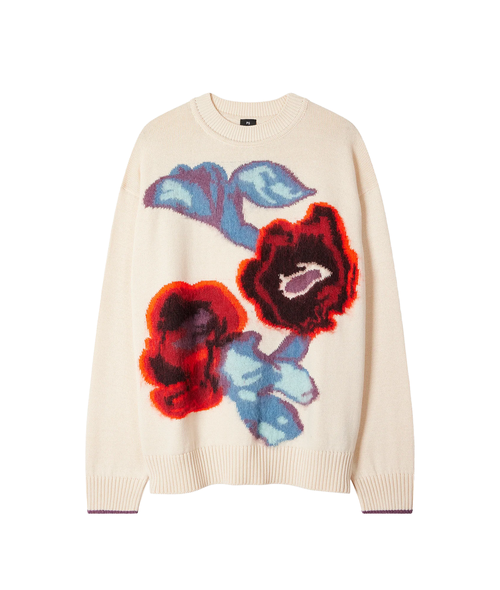 Womens Knitted Sweater Crew Neck - White