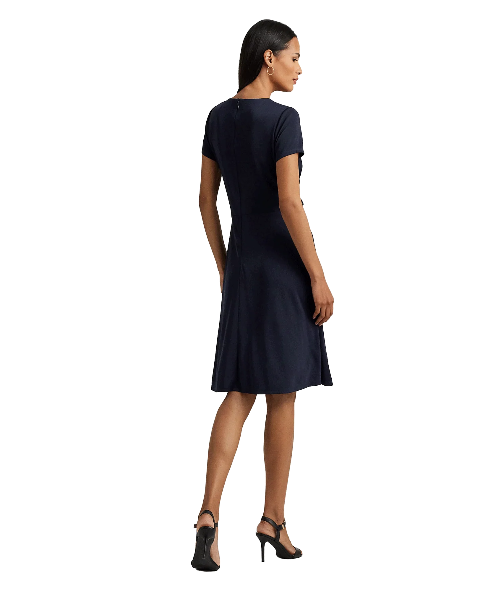 Surplice Jersey Dress - Navy - Image 3