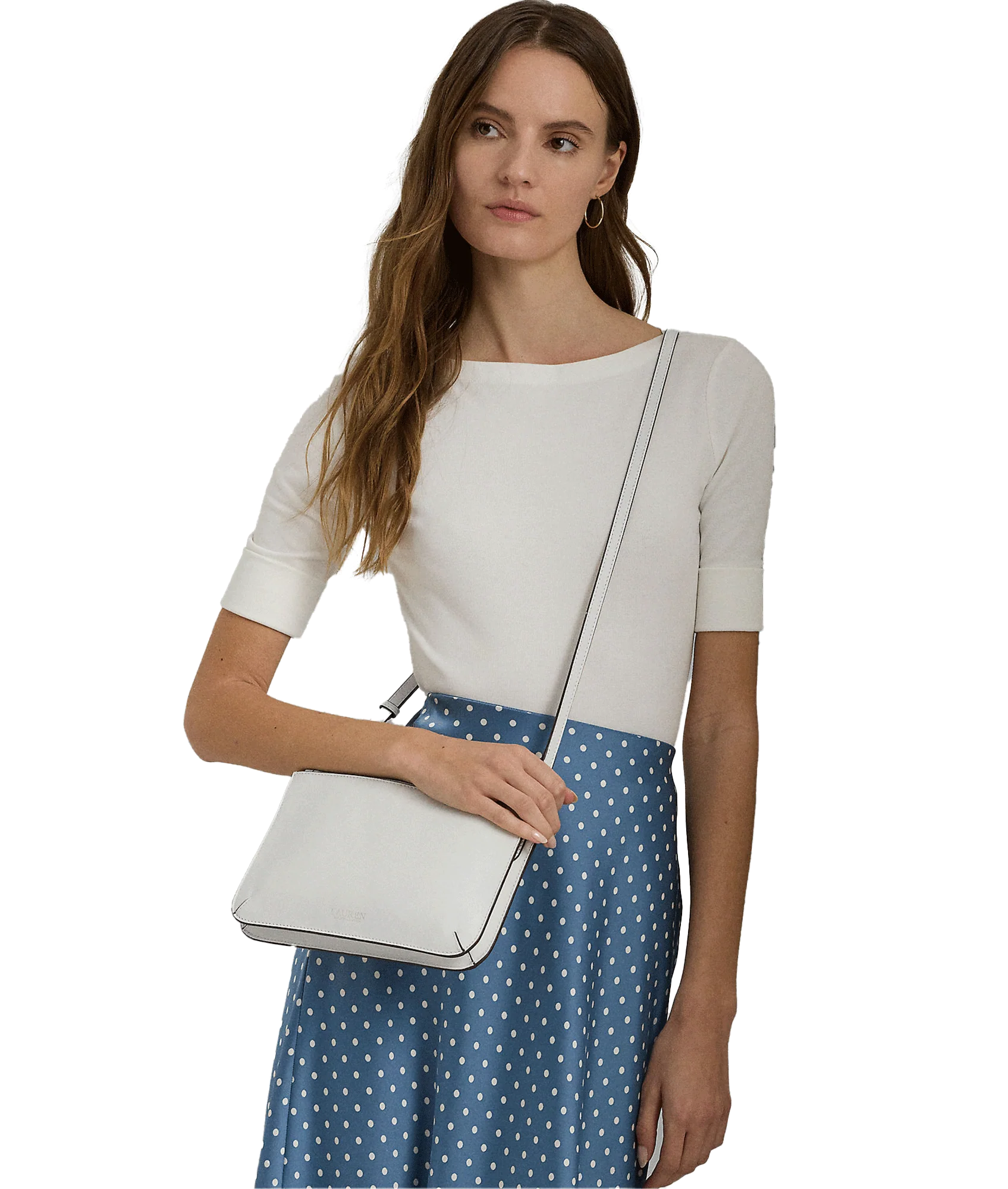 Leather Medium Landyn Crossbody Bag - White - Image 5