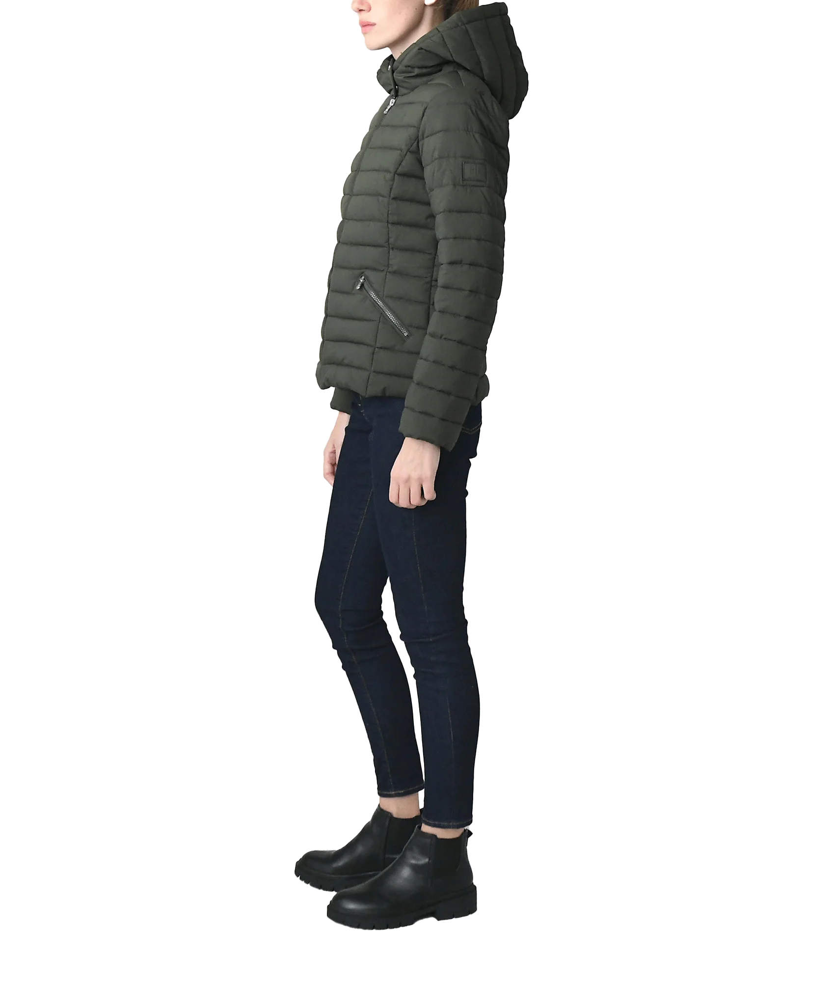 Quilted Hooded Jacket - Green - Image 2
