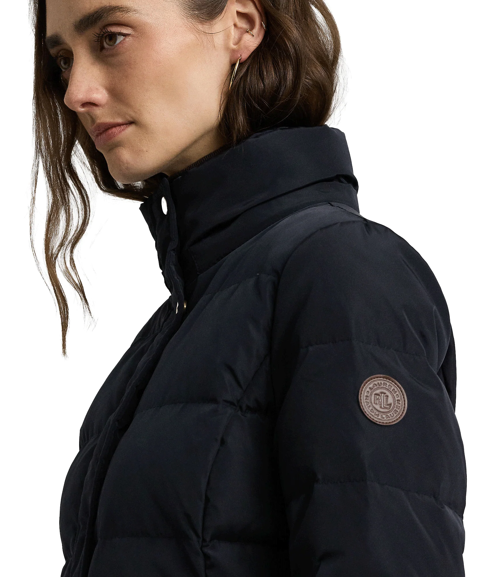 Faux-fur-trim Hooded Down Coat - Navy - Image 4
