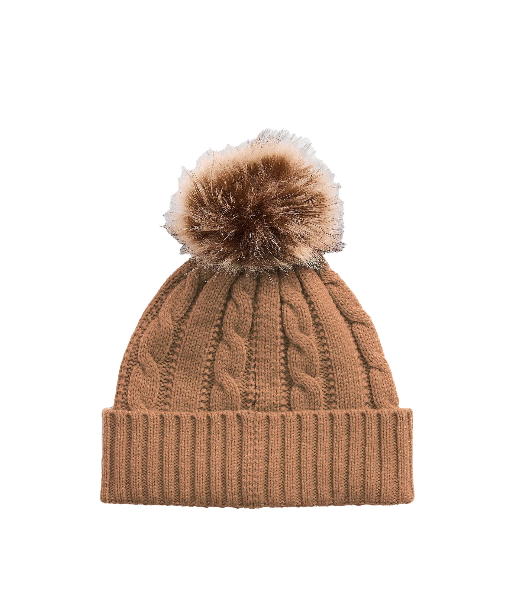 Crest-patch Pom-pom Cable-knit Beanie - Brown - Image 2