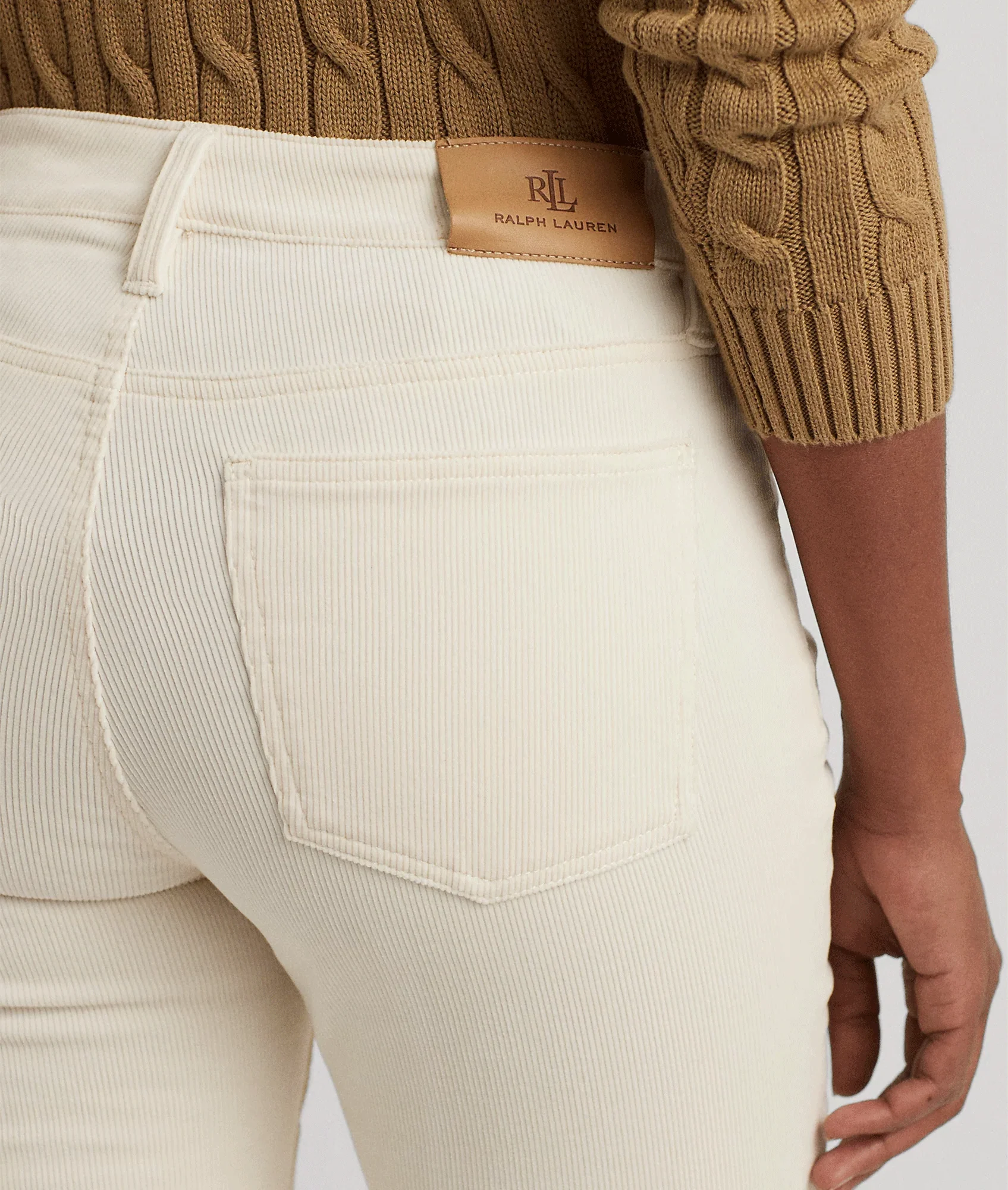 Stretch Corduroy Mid-rise Straight Pant - Cream - Image 5