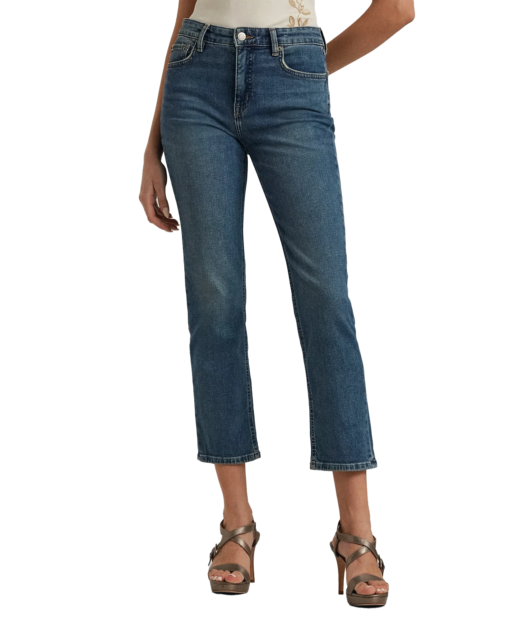 High-rise Straight Ankle Jean - Blue - Image 2