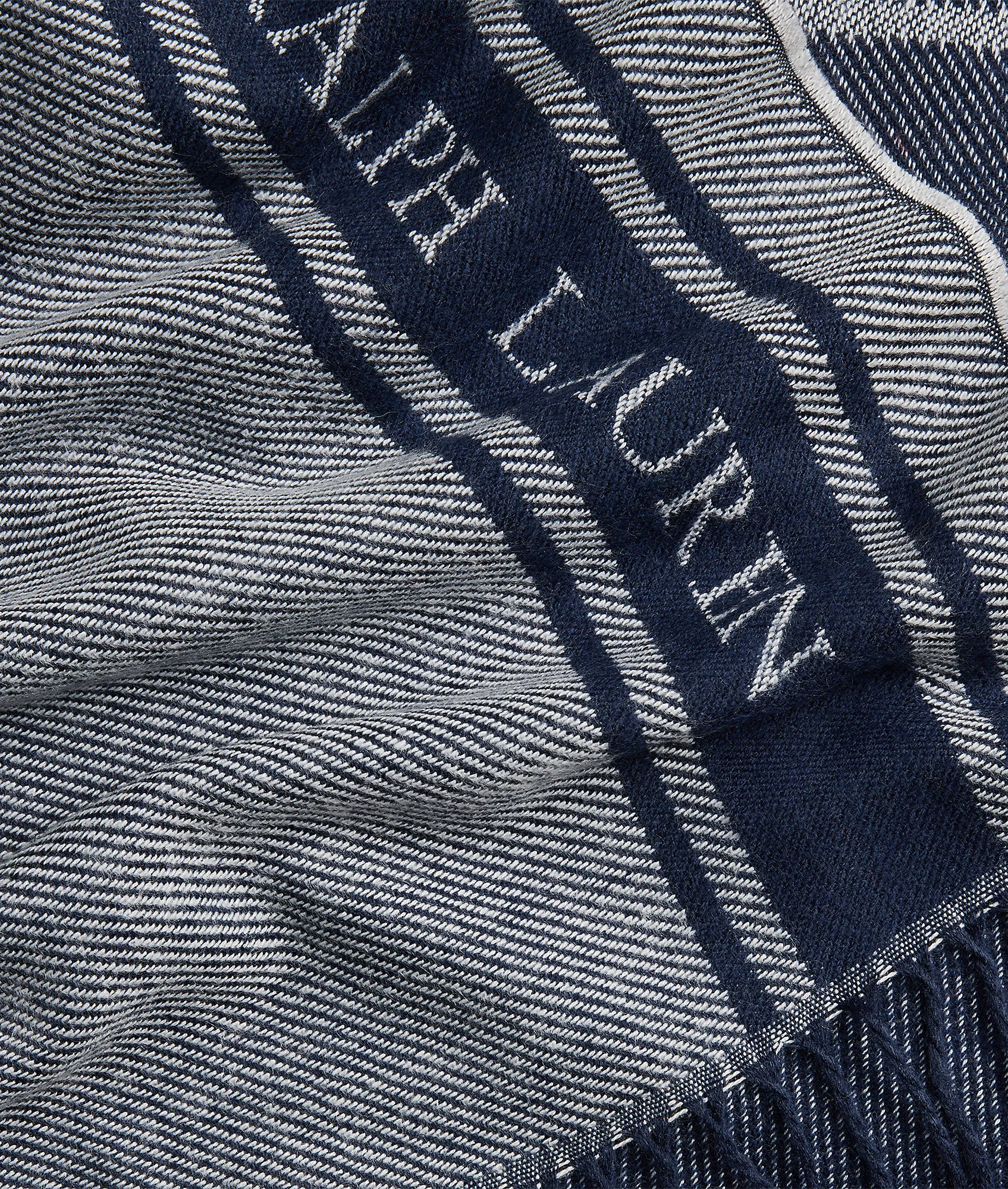 Two-tone Logo Jacquard Scarf - Navy - Image 4