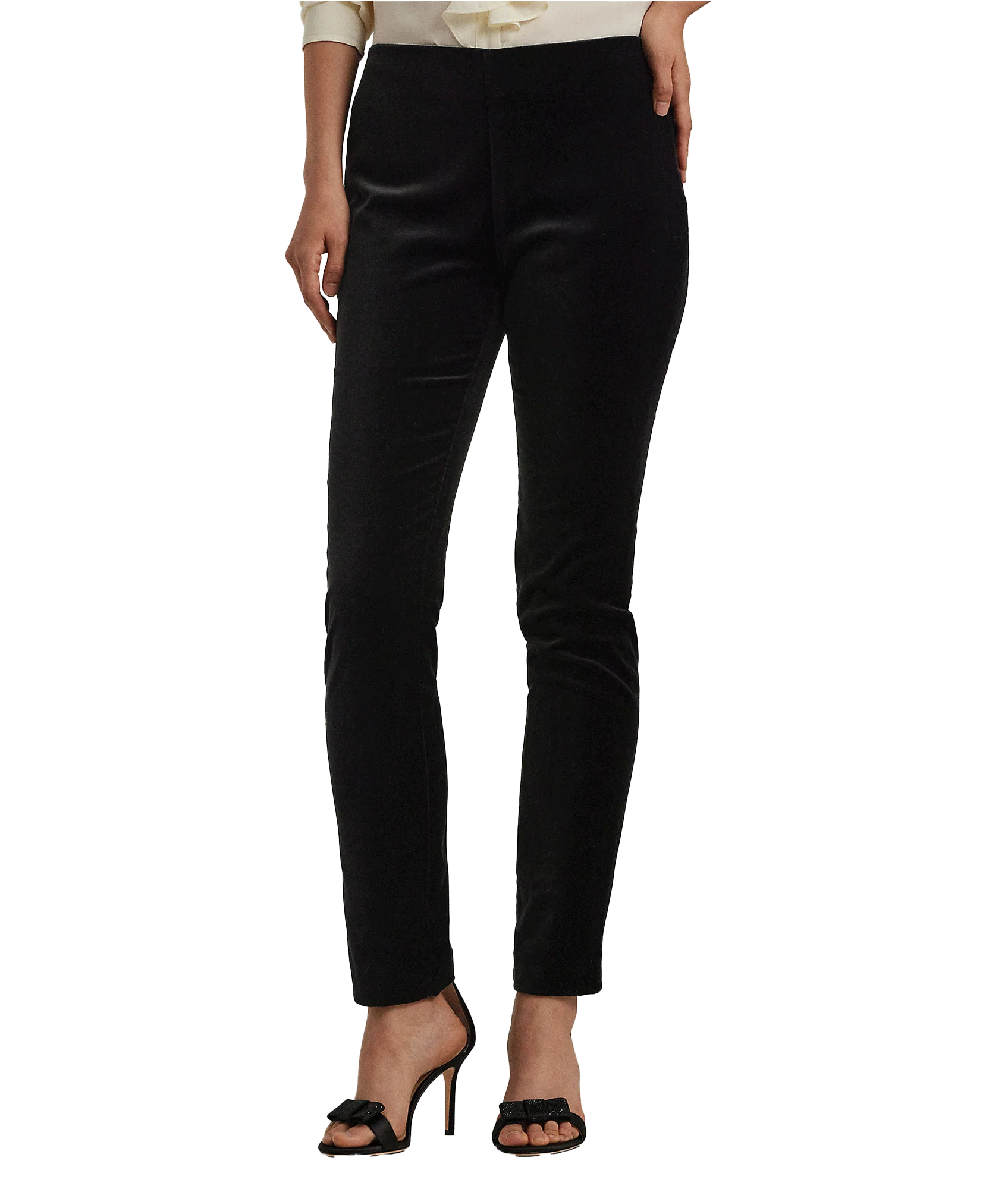 Stretch Velvet Skinny Ankle Pant - Black - Image 2