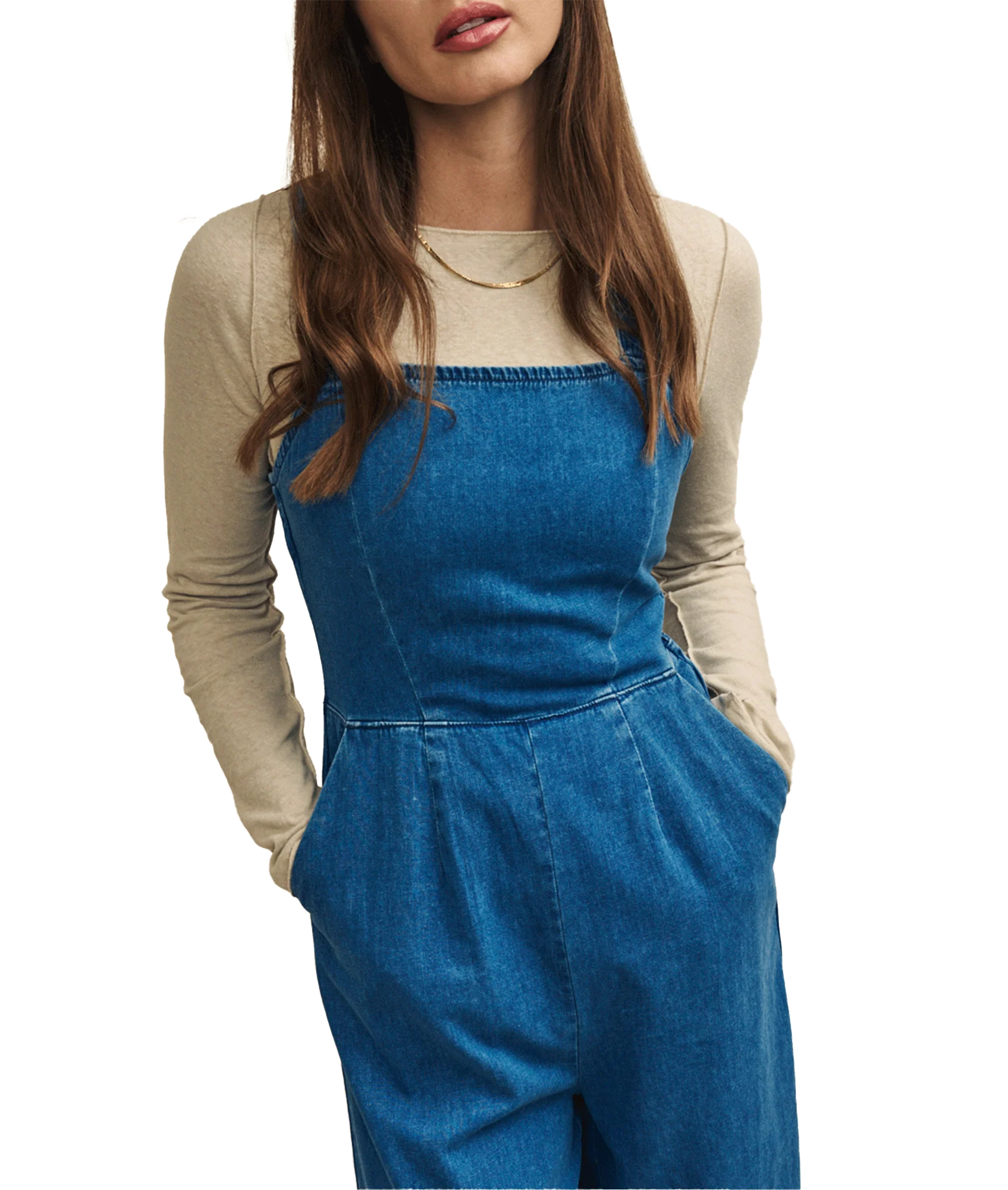 Fearne Cotton Mid Wash Denim Jumpsuit - Blue - Image 5