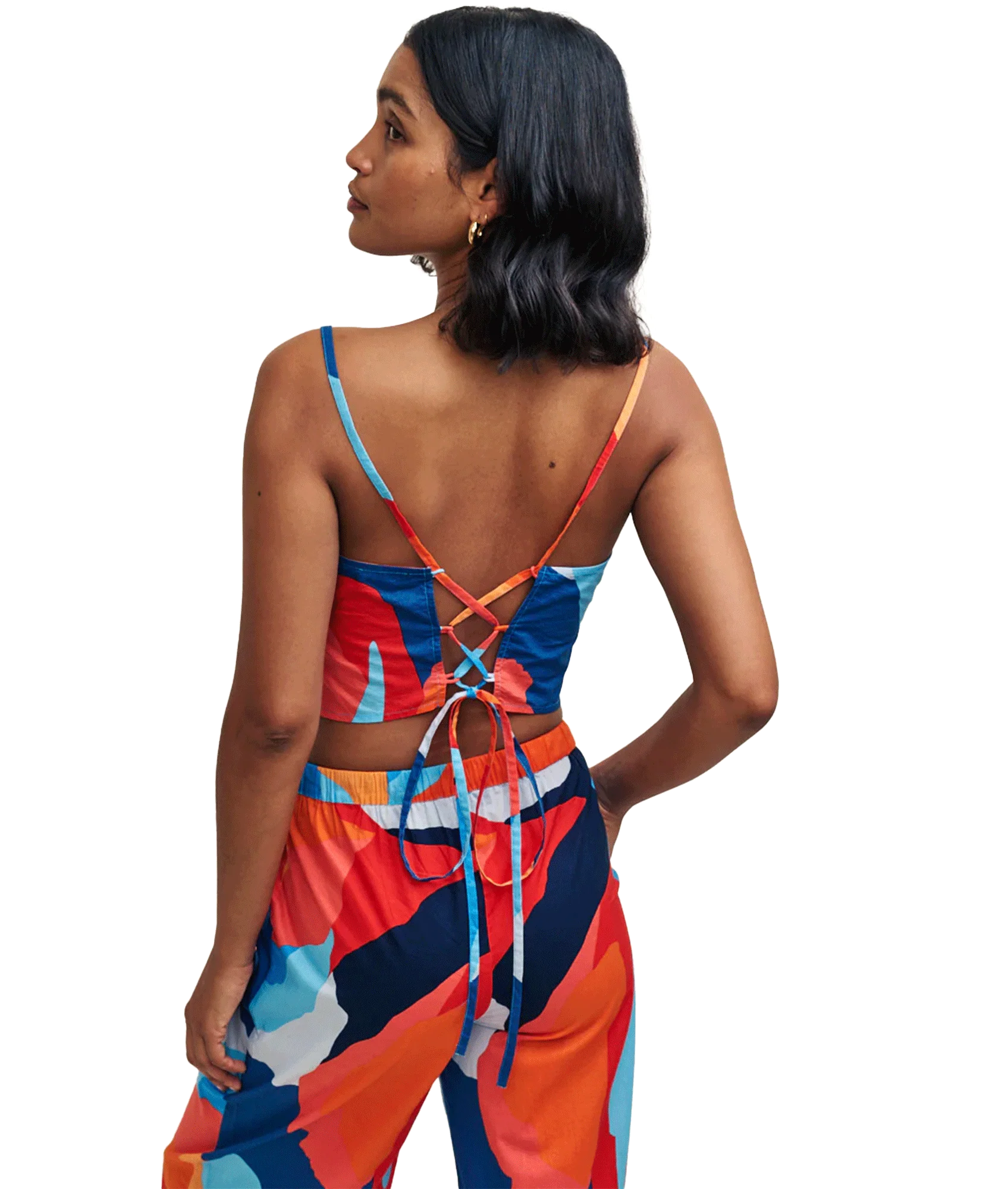 Abstract Print Tie Back Cami Top - Multi - Image 3