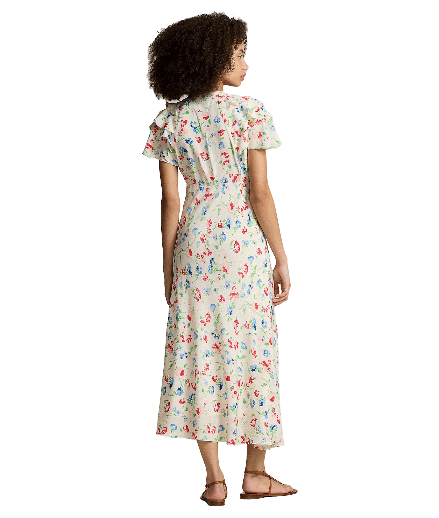 Floral Silk Crepe Dress - Multi - Image 5