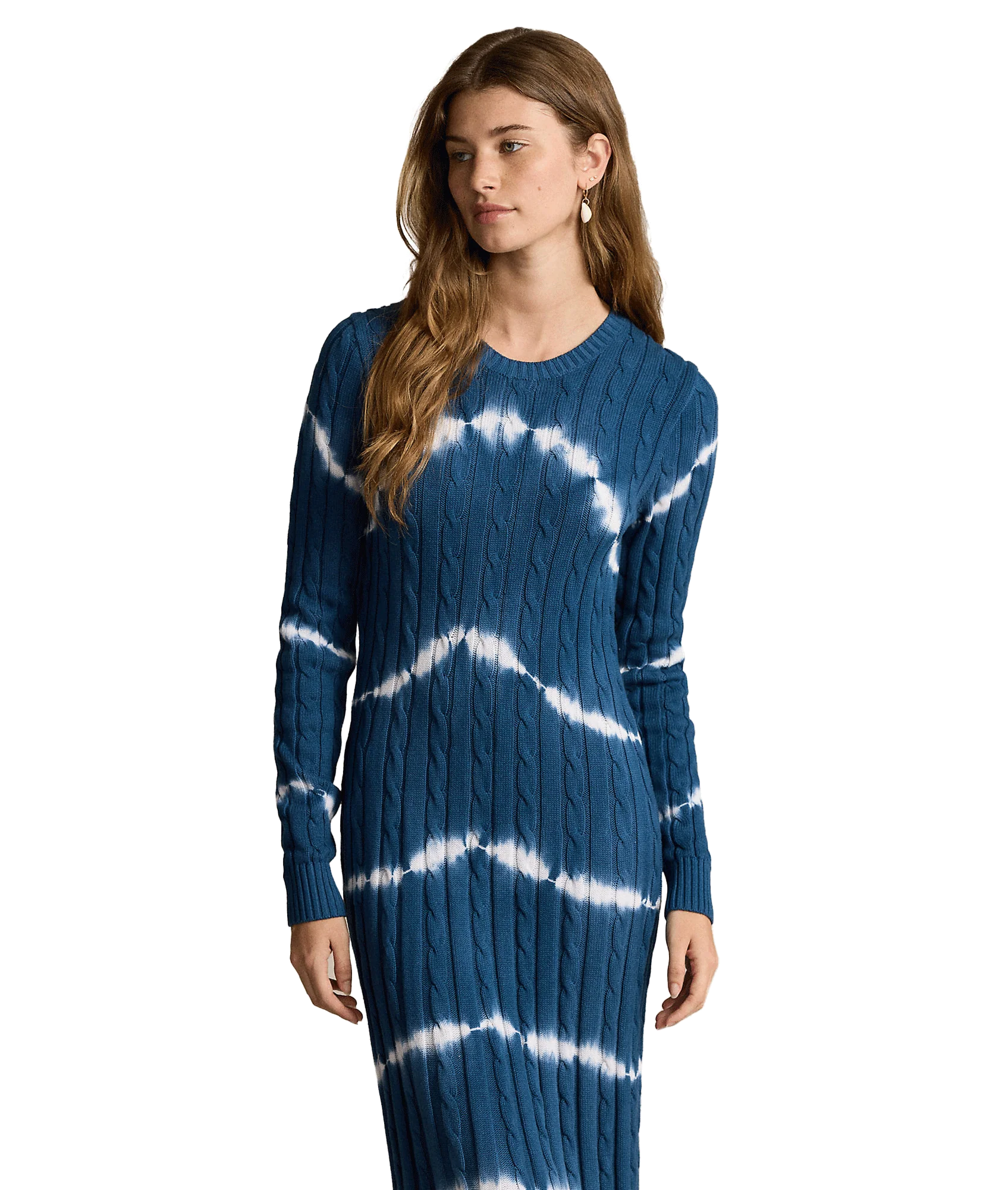 Tie-dye Cable-knit Sweater Dress - Multi - Image 3
