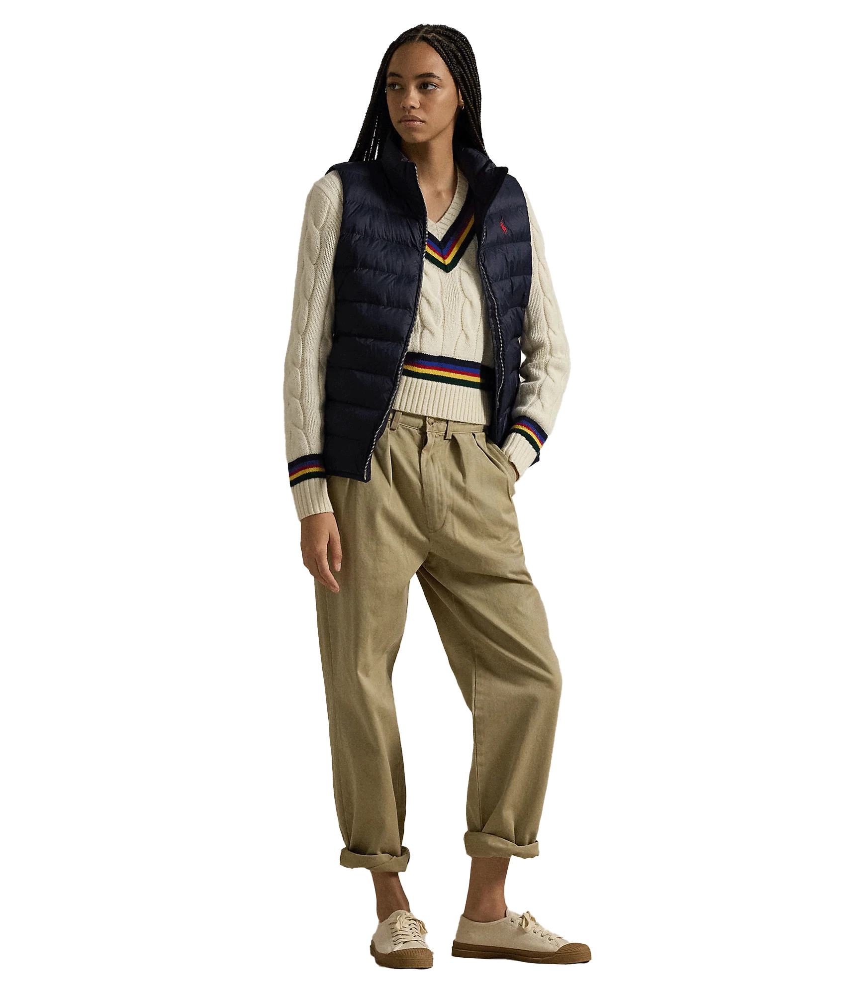Water-repellent Quilted Packable Vest - Navy - Image 4