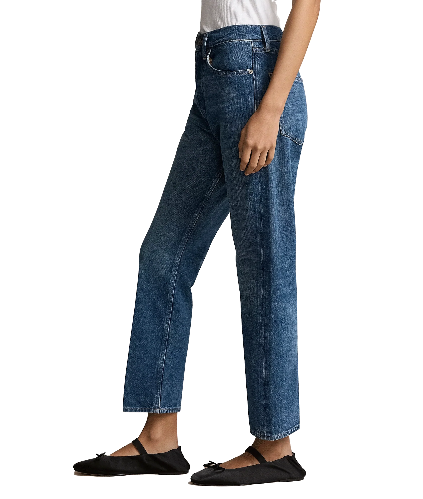 High-rise Relaxed Straight Crop Jean - Blue - Image 3