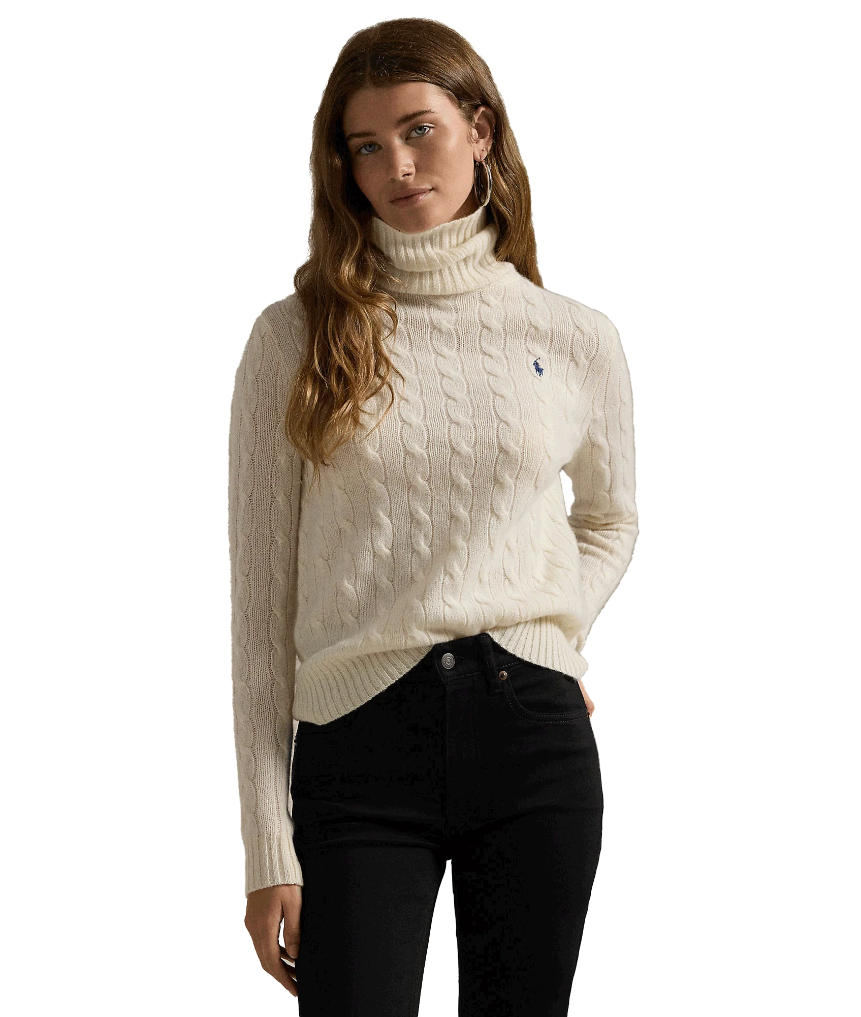 Wool-cashmere Cable Turtleneck Sweater - Cream - Image 2