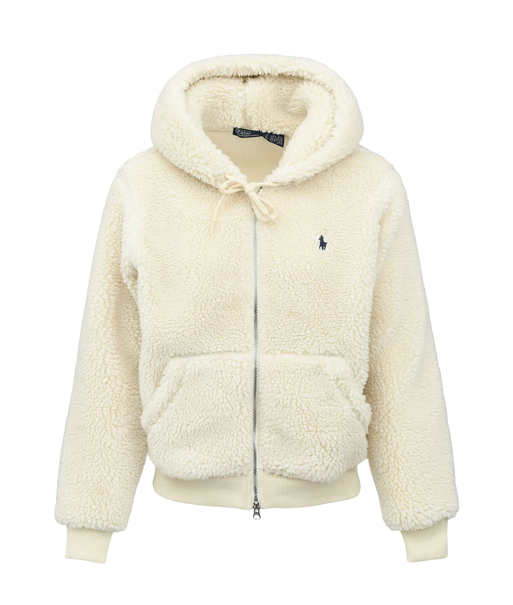 High-pile Fleece Full-zip Hoodie - Cream