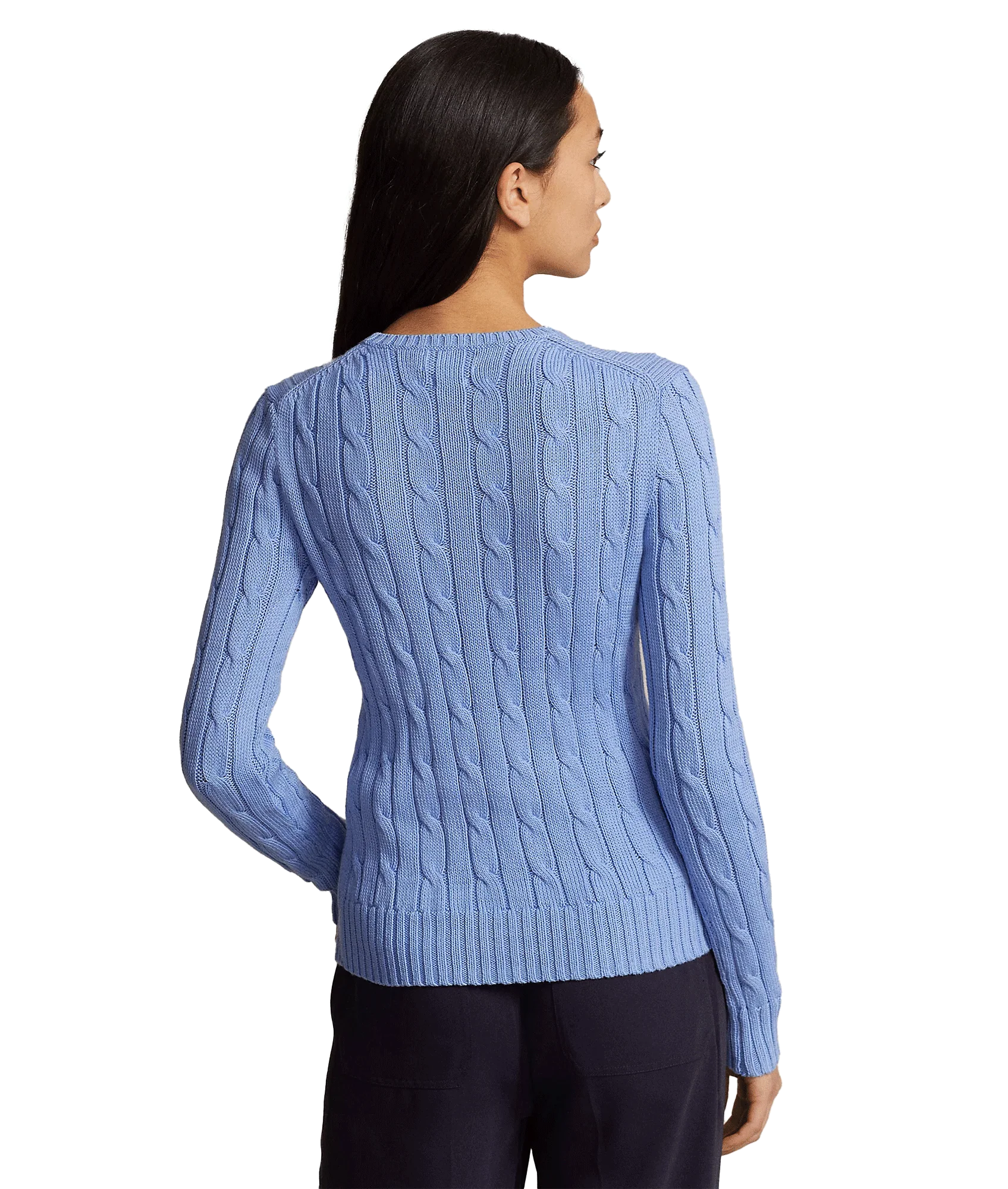 Cable-knit Cotton Crewneck Sweater - Blue - Image 5