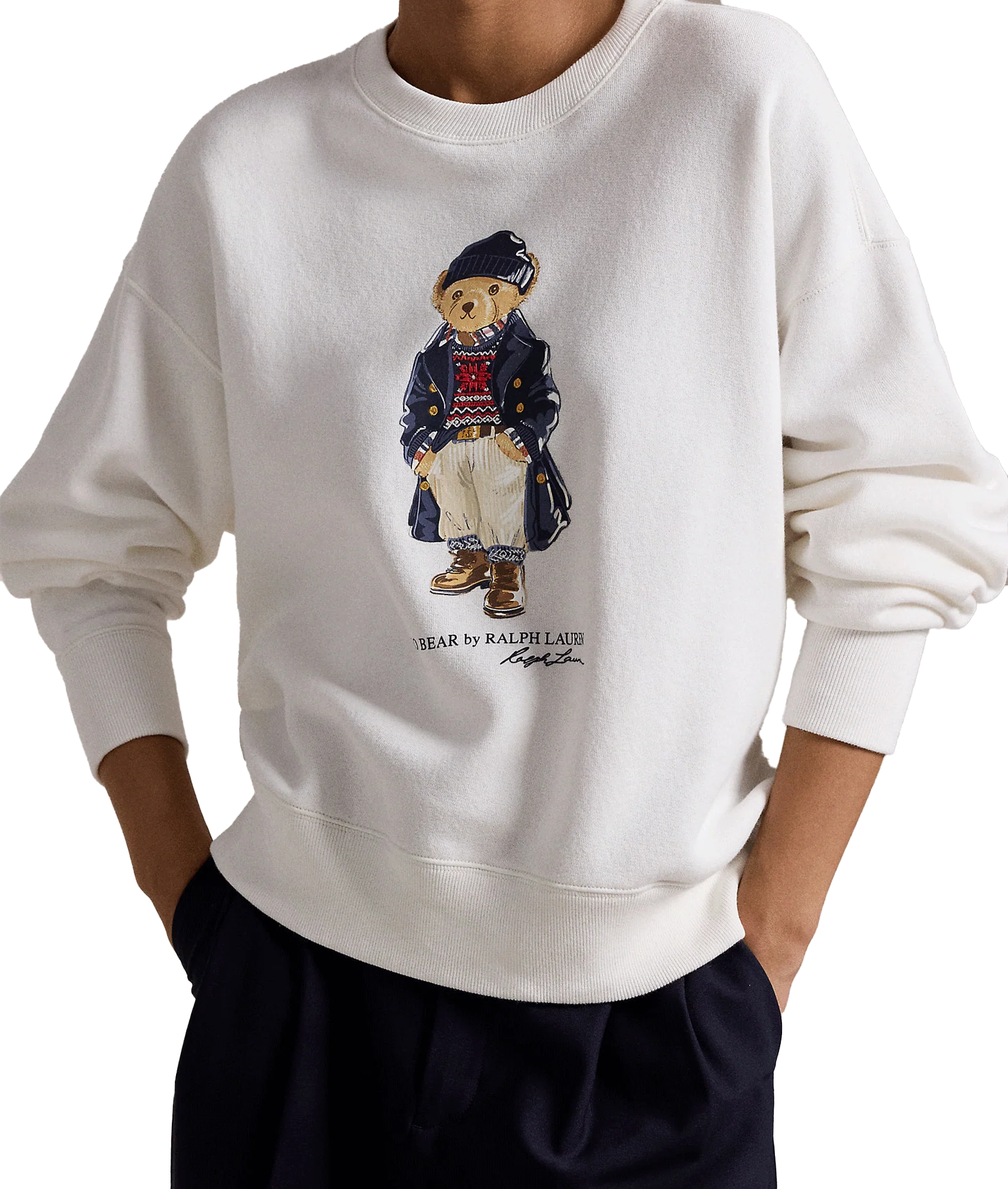 Polo Bear Fleece Crewneck - White