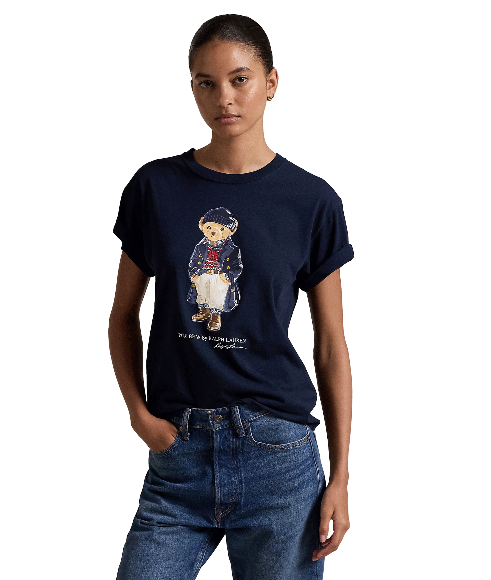 Polo Bear Logo Cotton Jersey Tee - Navy - Image 3