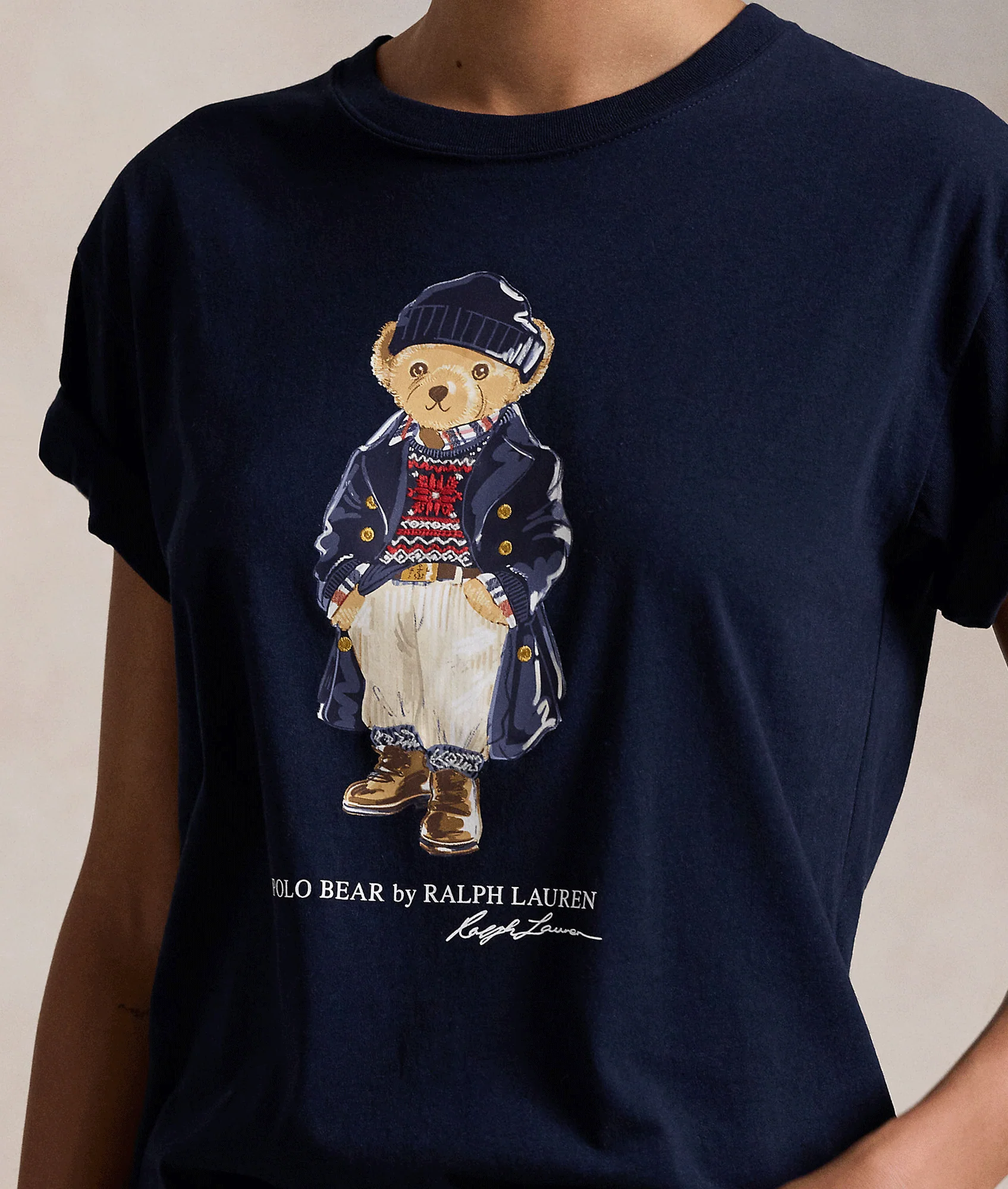 Polo Bear Logo Cotton Jersey Tee - Navy - Image 4