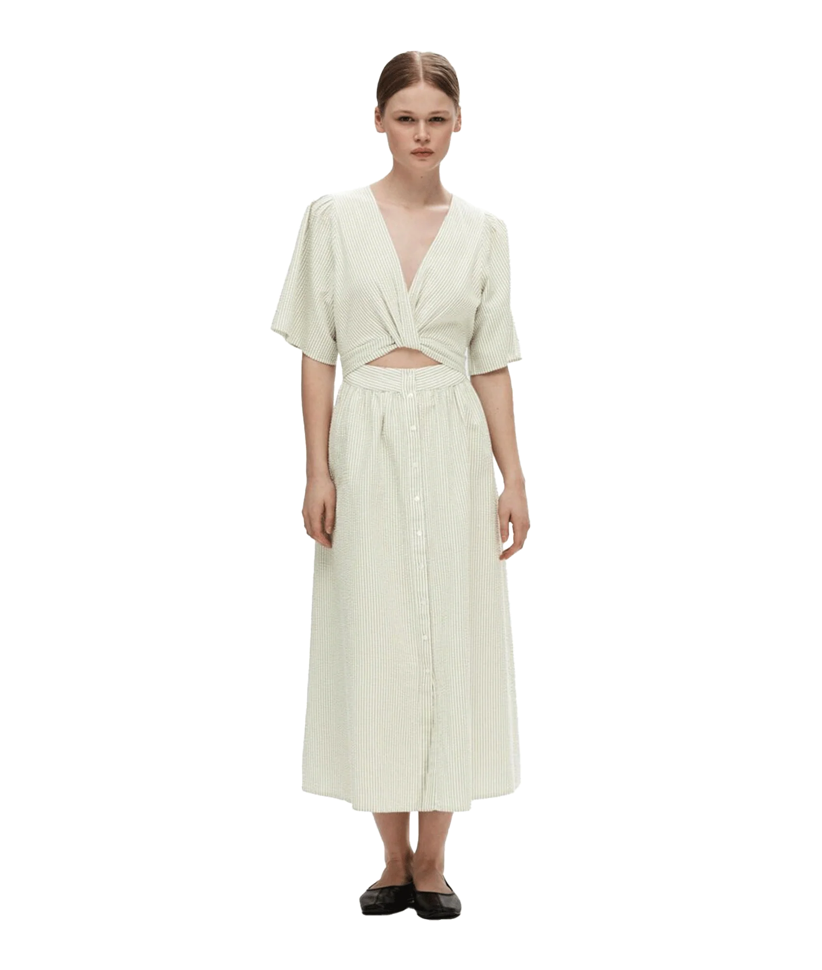 Printed Midi Dress - Cream - Image 2