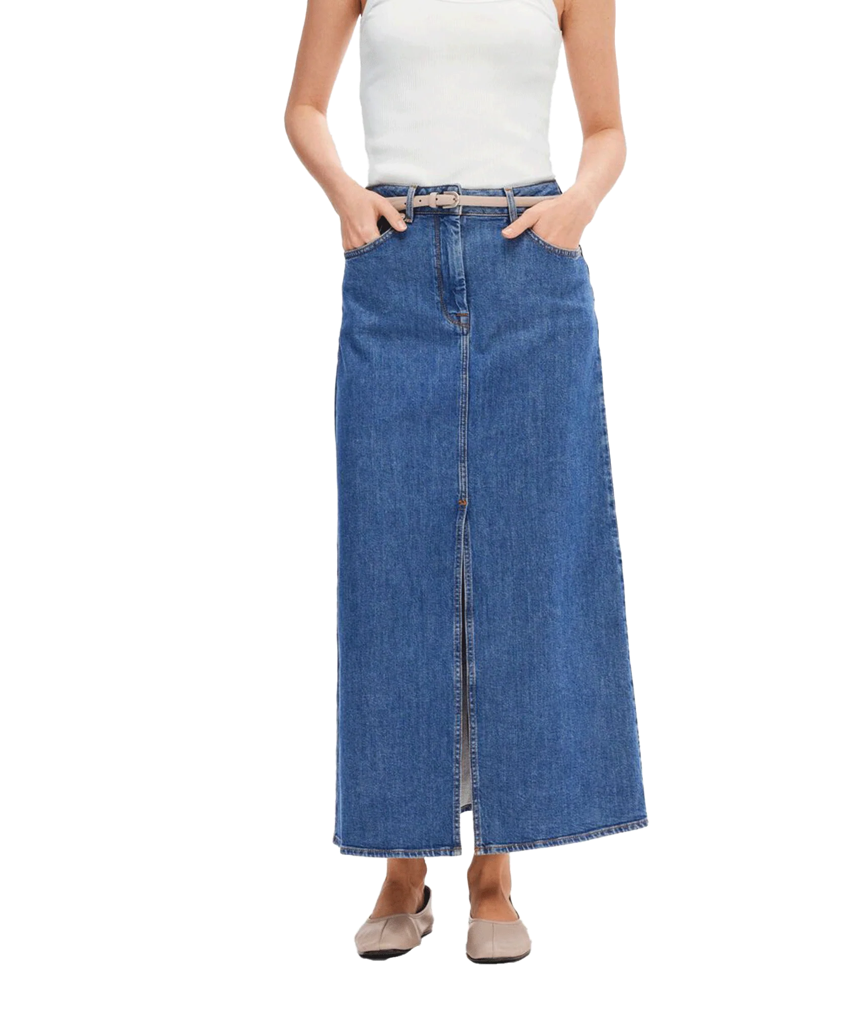 Denim Maxi Skirt - Blue - Image 4