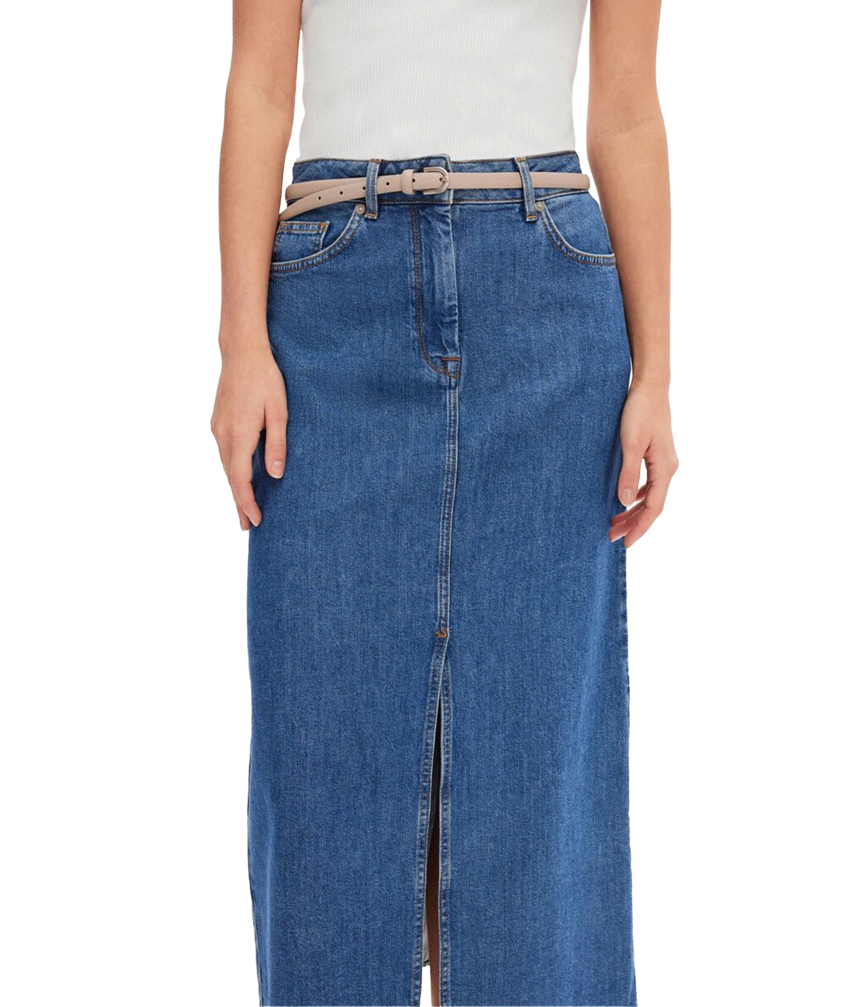 Denim Maxi Skirt - Blue - Image 6