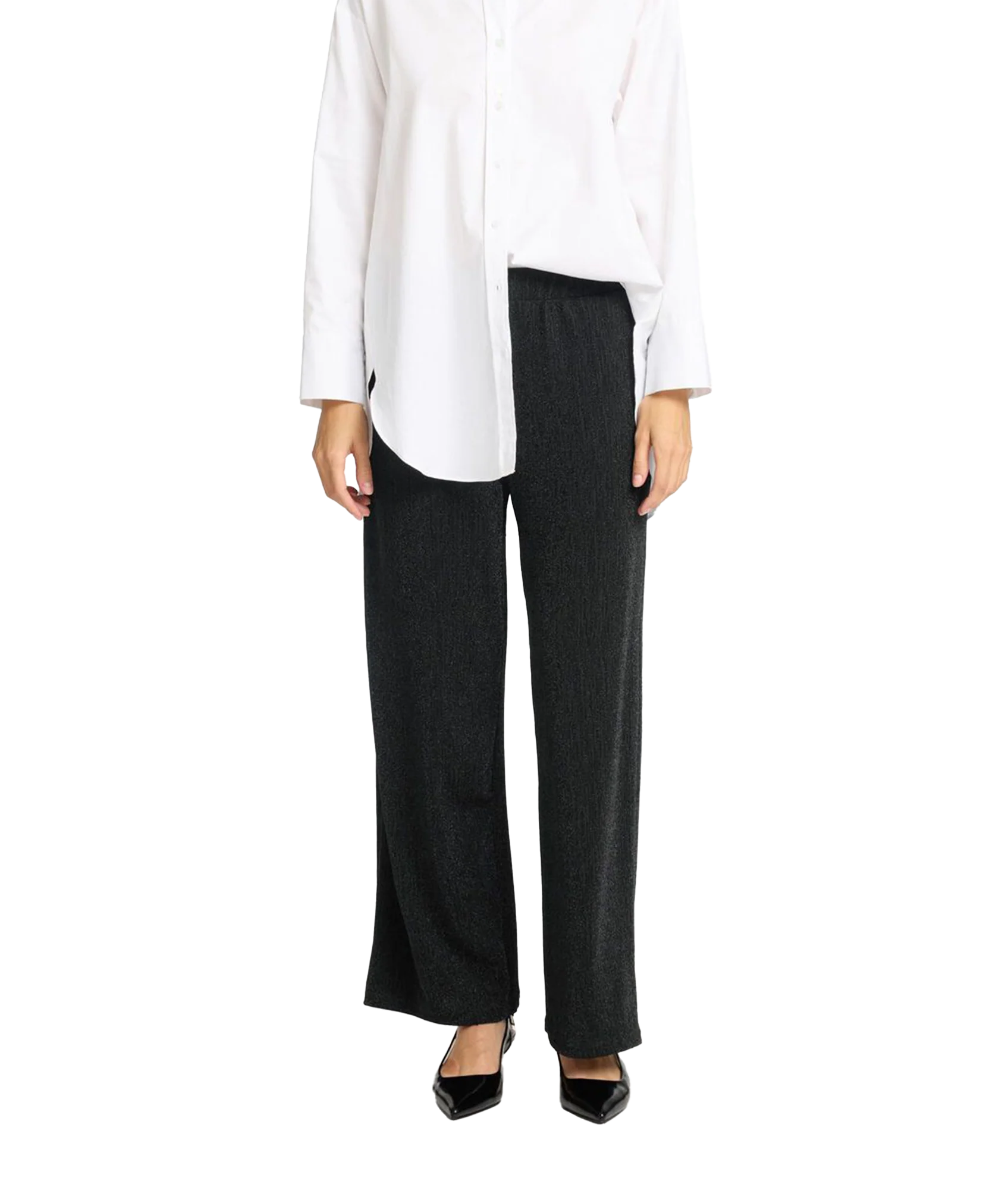 Glittery High Waisted Trousers - Black - Image 2