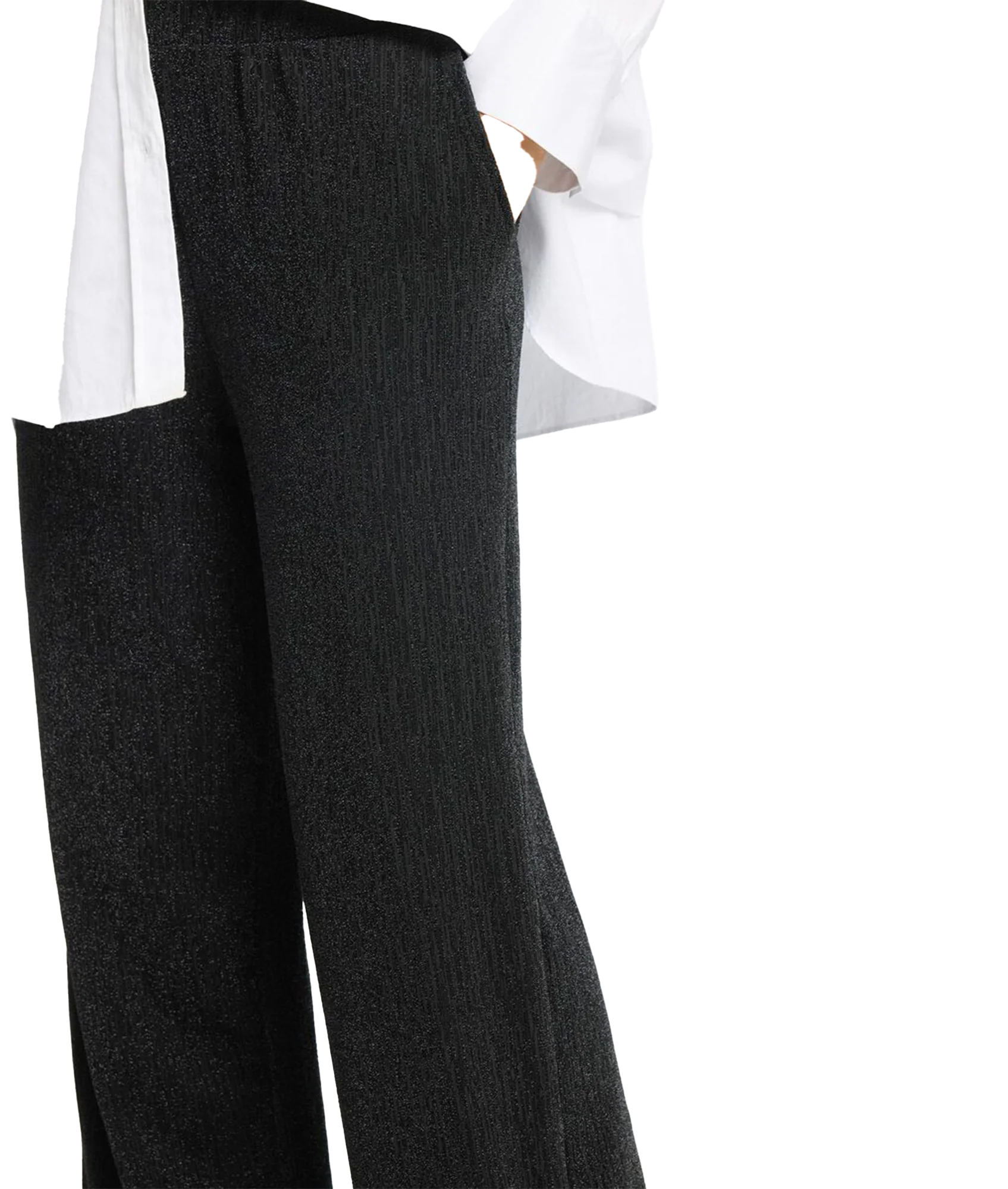 Glittery High Waisted Trousers - Black - Image 5