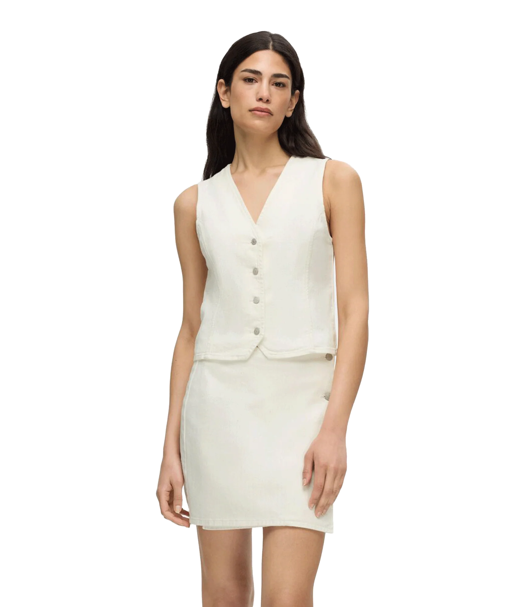 Denim Waistcoat - Cream - Image 3