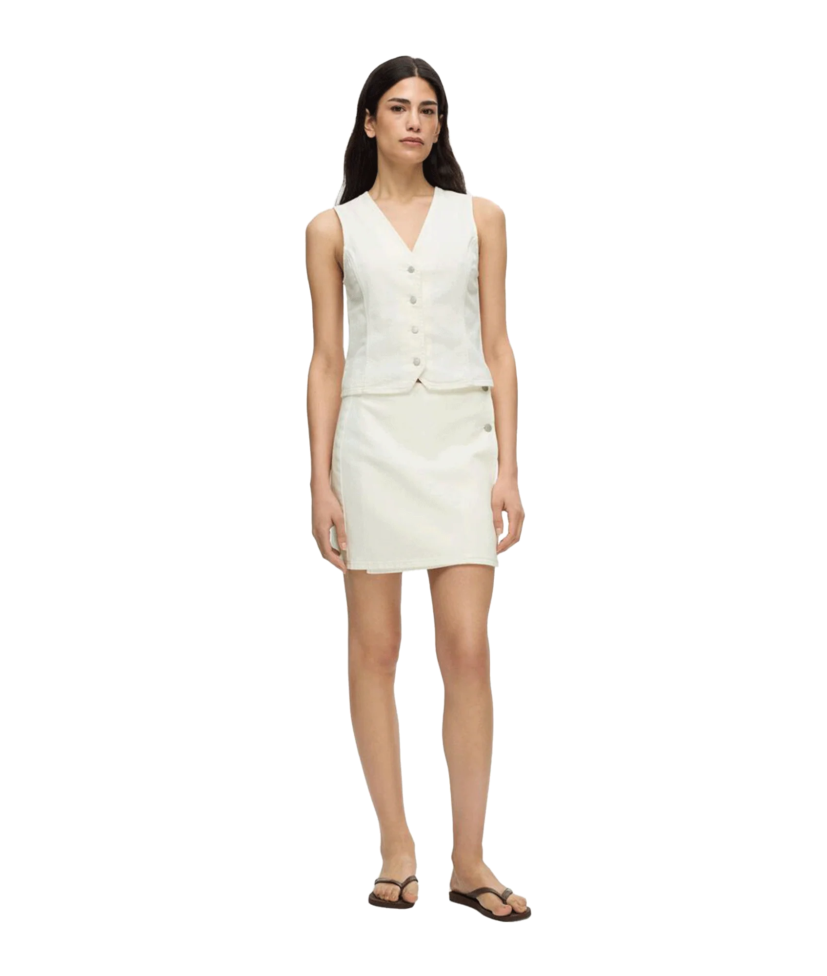Denim Waistcoat - Cream - Image 5