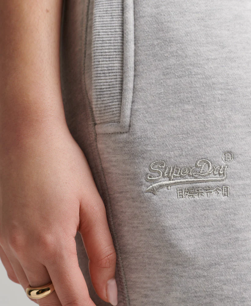Organic Cotton Vintage Logo Embroidered Joggers - Grey - Image 3