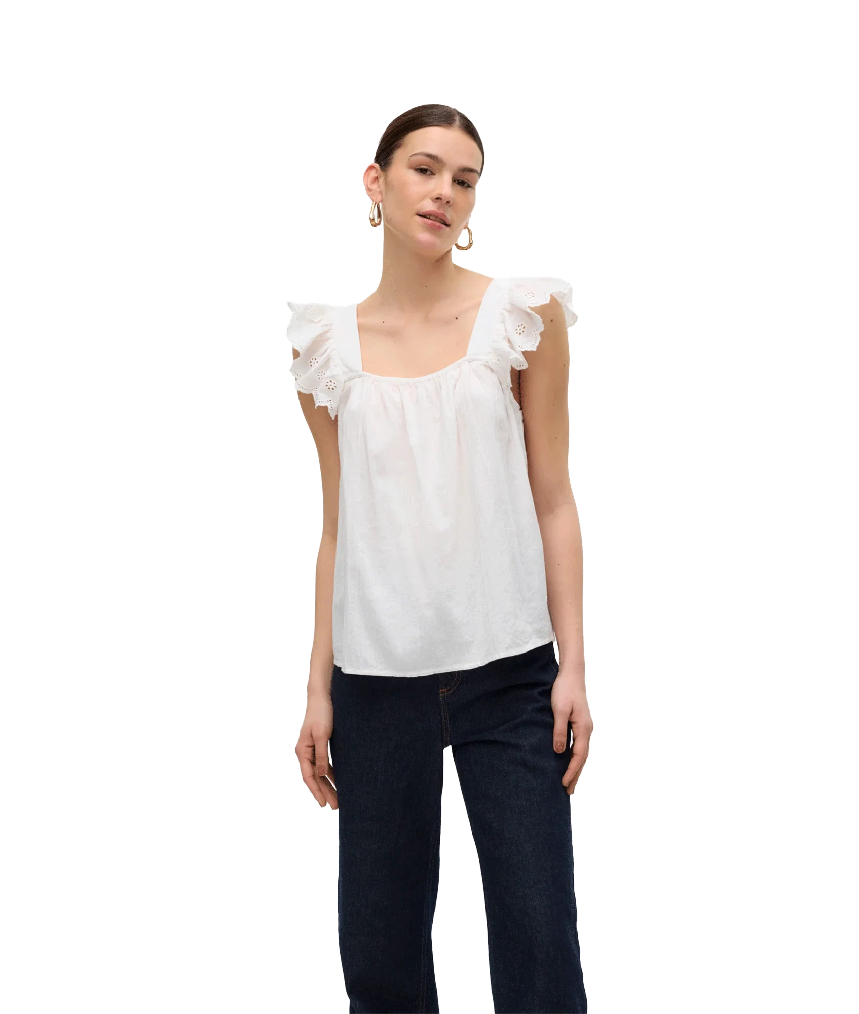 Priya S/L Frill Top - White - Image 2