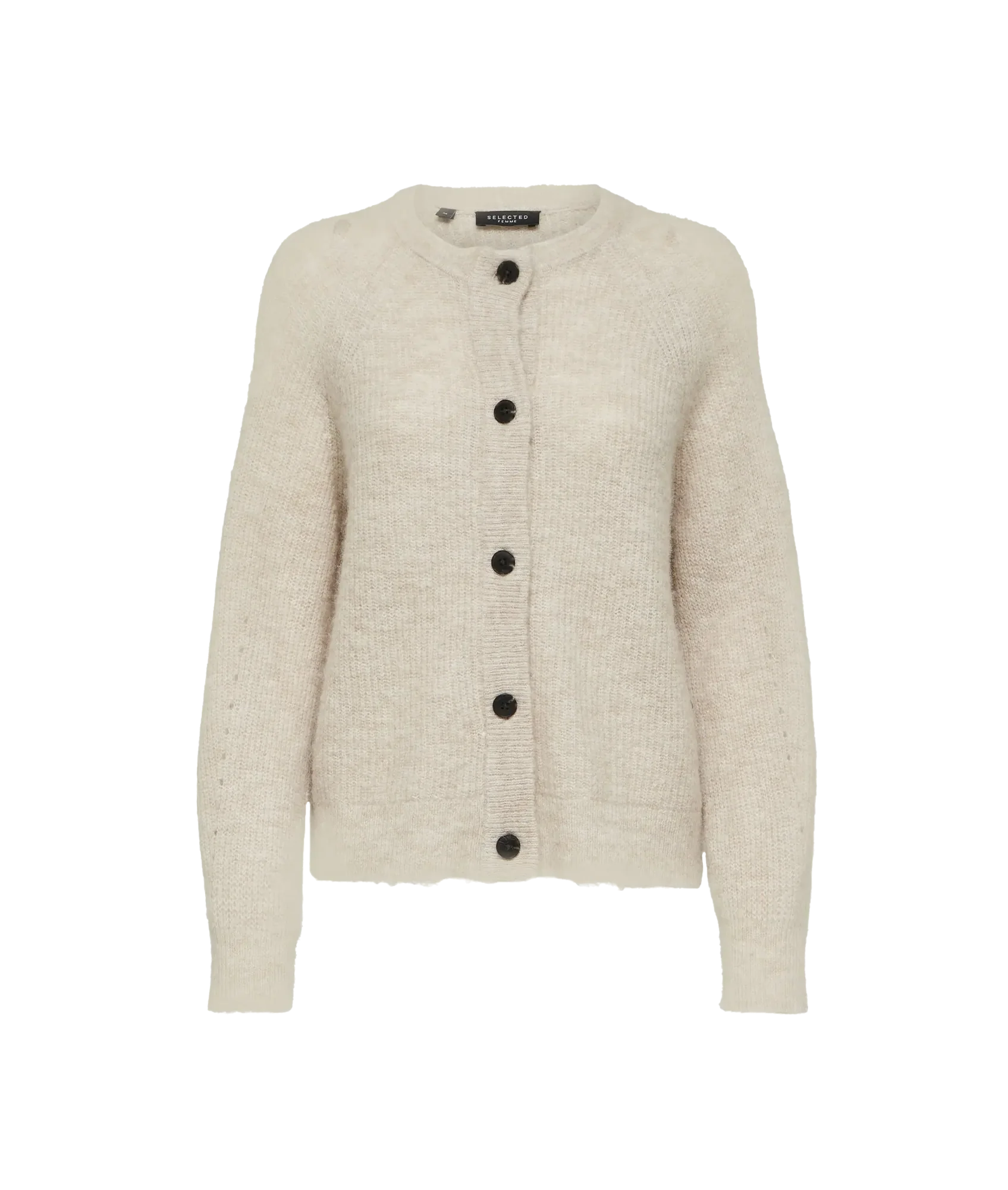 Wool-Blend Knitted Cardigan - Beige