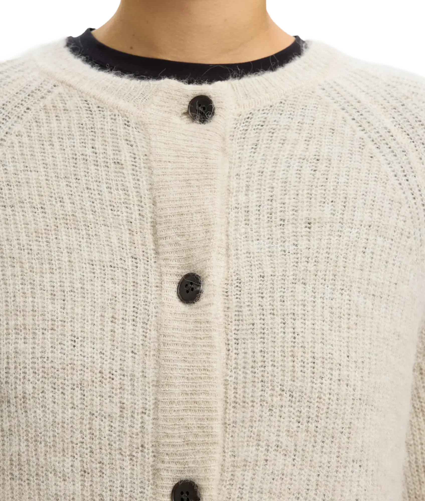 Wool-Blend Knitted Cardigan - Beige - Image 4