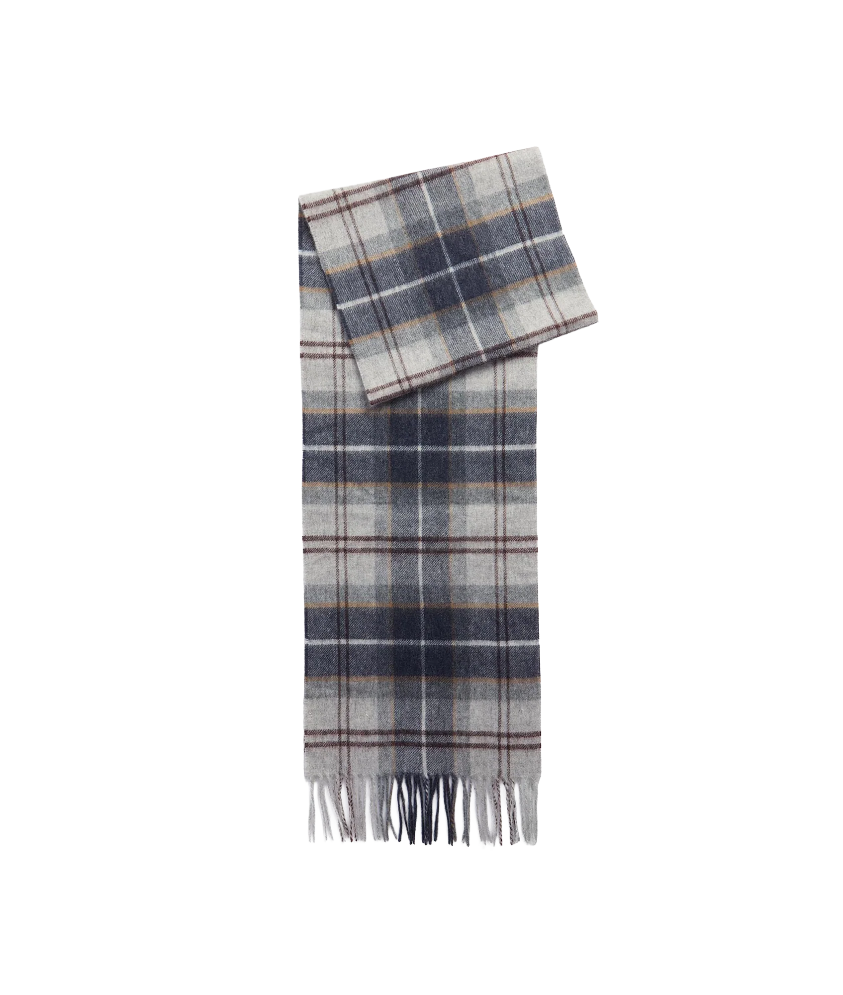 Wool Cashmere Tartan Scarf - Grey Midnight Tartan